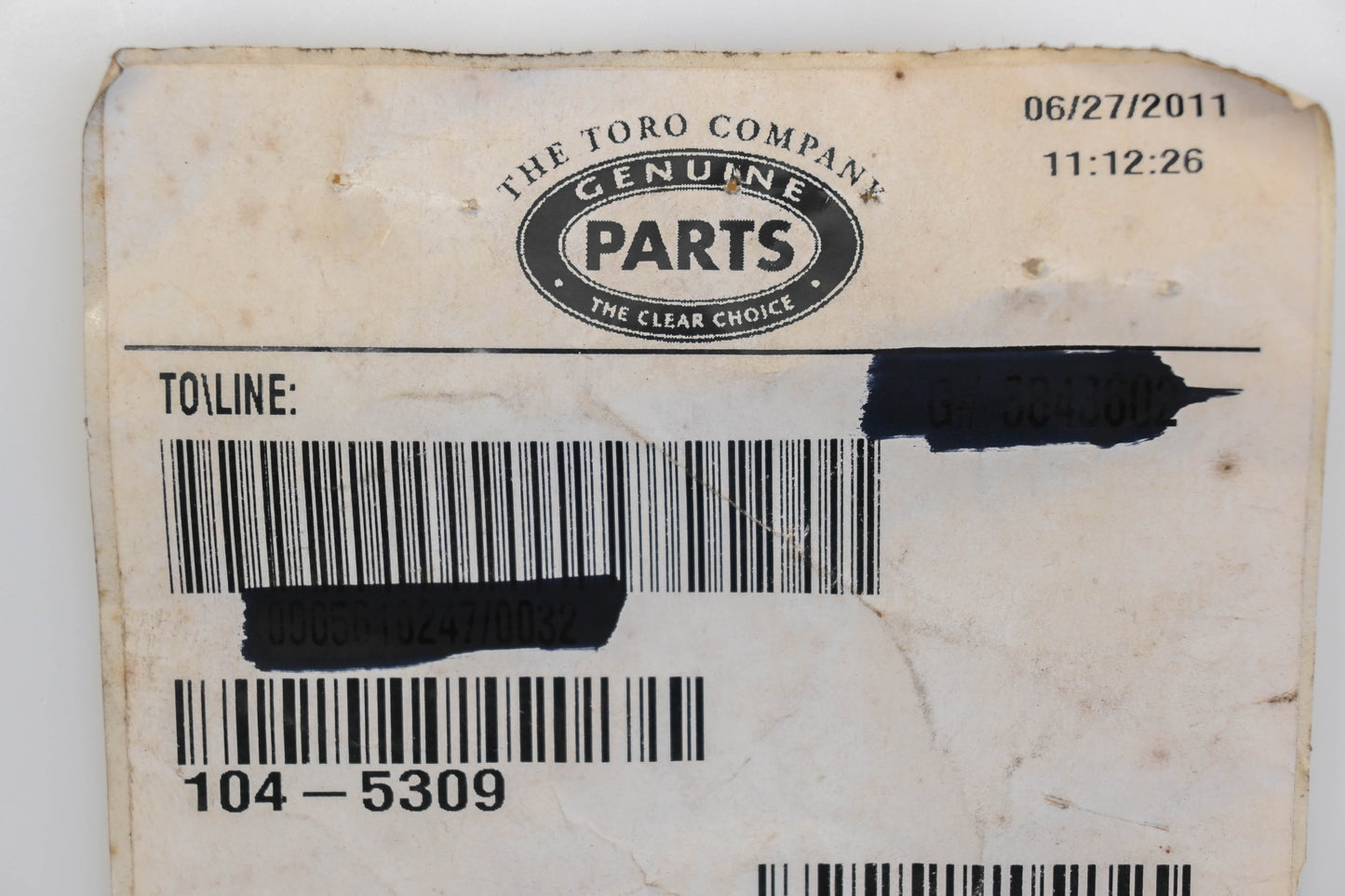 Toro 104-5309 Retaining Ring NOS