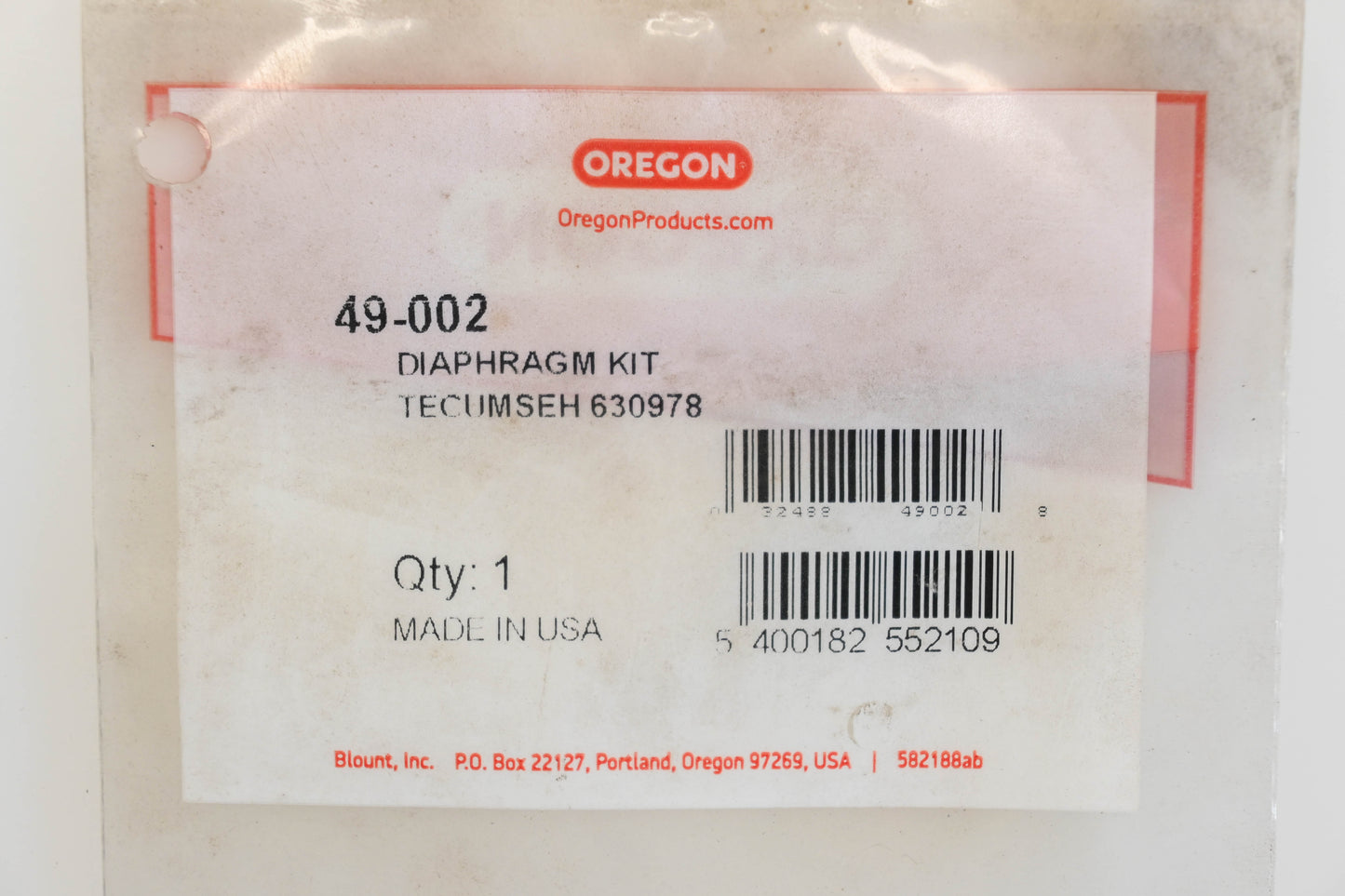 Oregon 49-002, 630978 Diaphragm Kit NOS