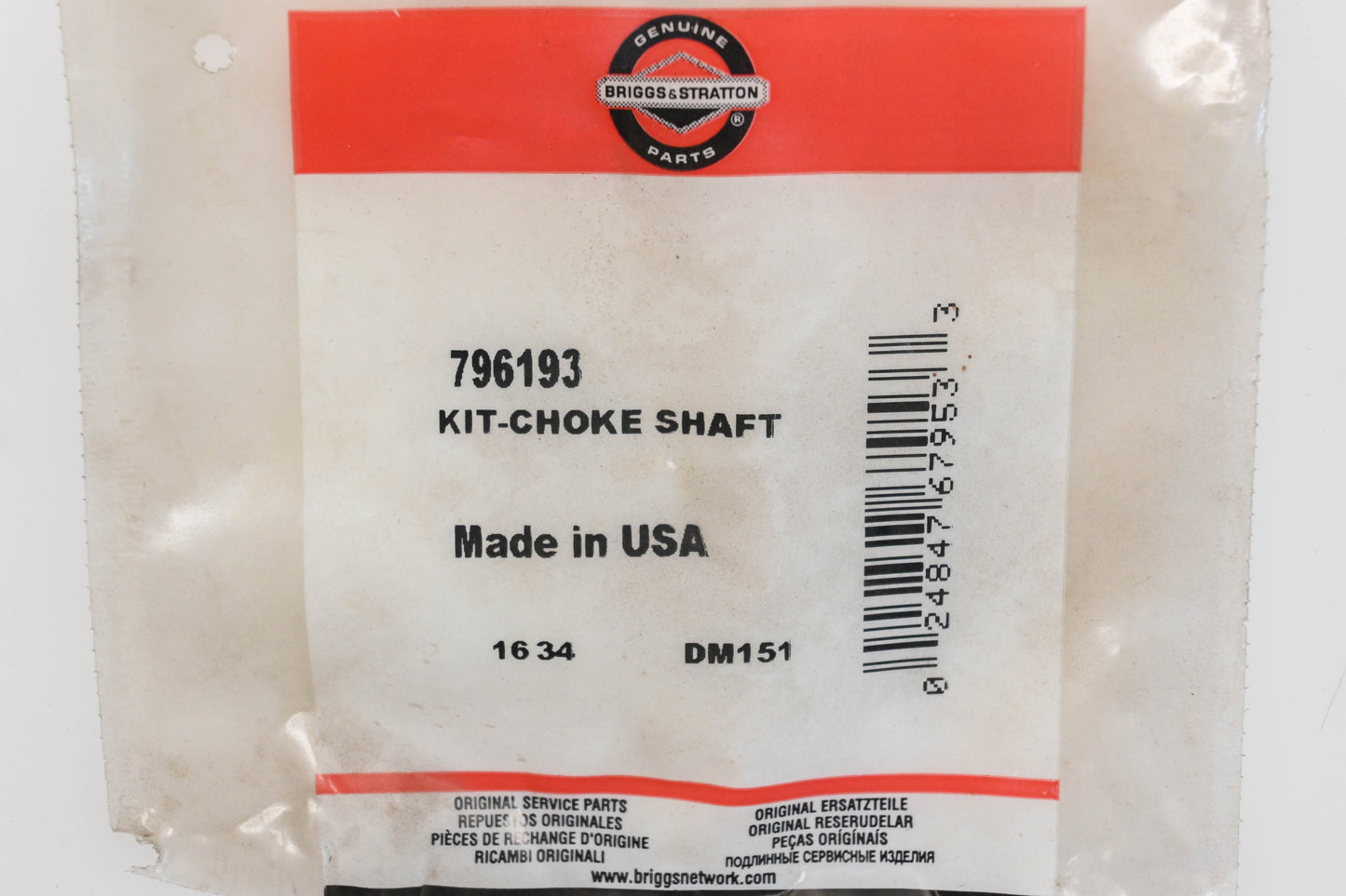New OEM Briggs & Stratton 796193 Choke Shaft Kit NOS