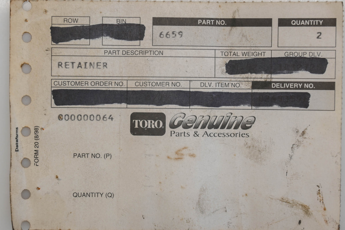 Toro 6659 Retainers Qty 2