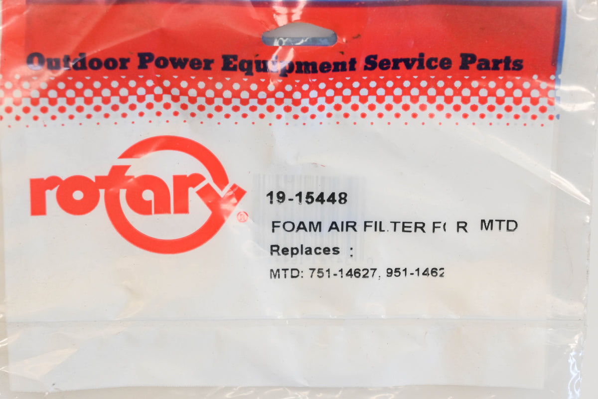 Rotary 19-15448, 751-14627, 951-14627 Foam Air Filter NOS
