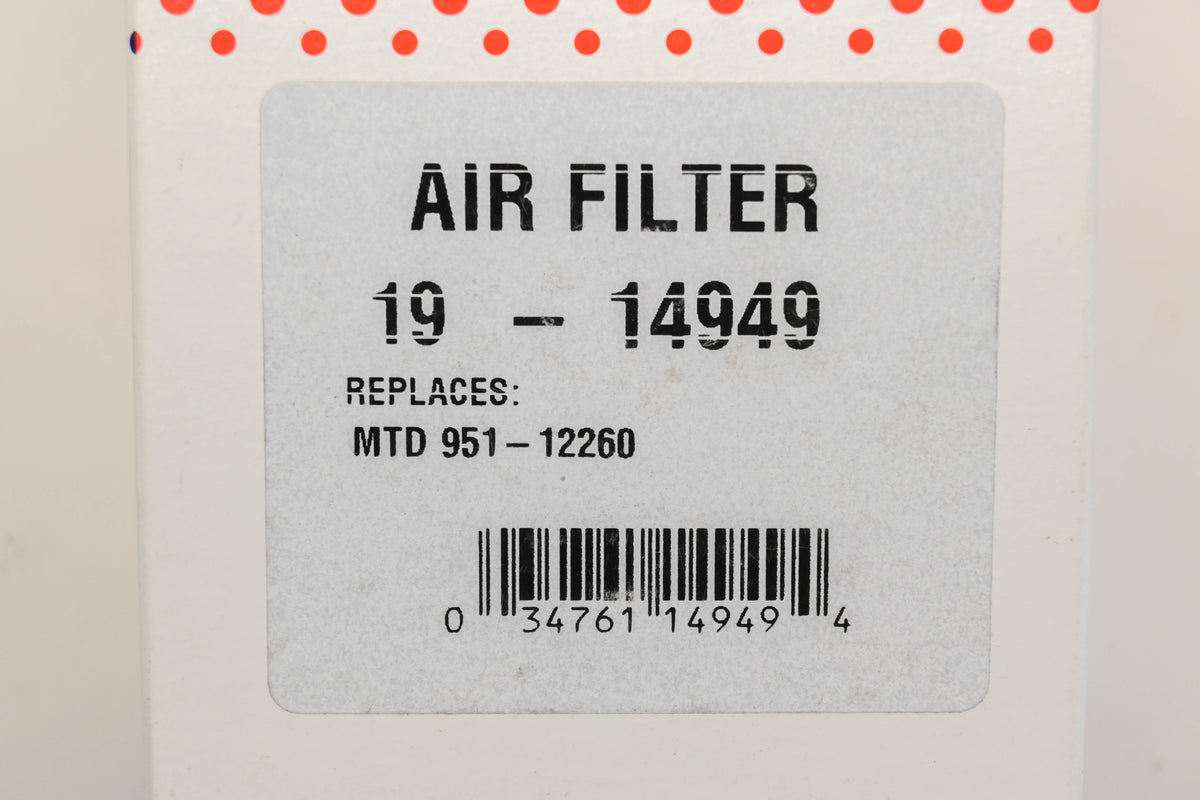 Rotary 19-14949, 951-12260 Air Filter NOS