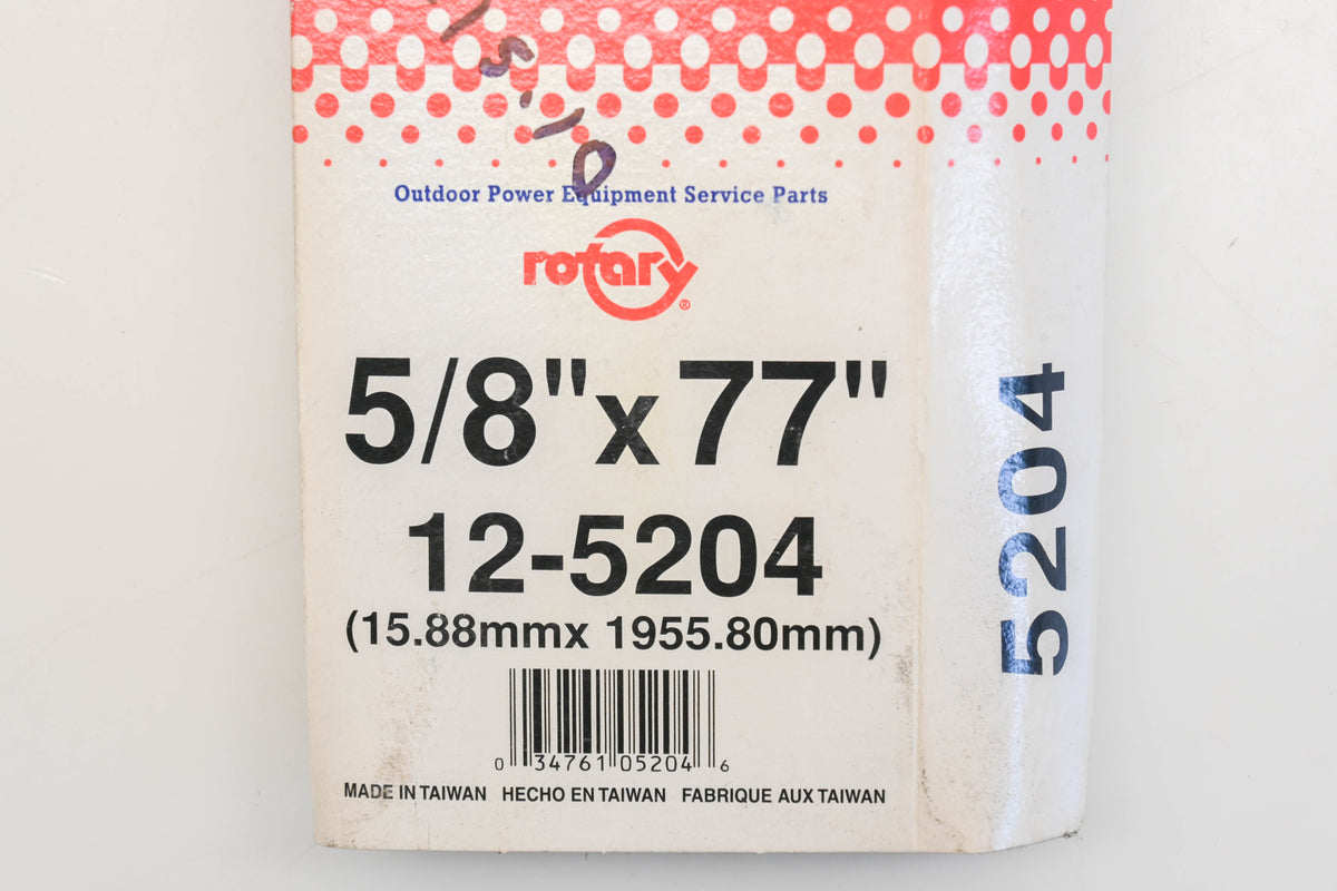 Rotary 12-5204, 5L-770 5/8" x 77" V-Belt NOS