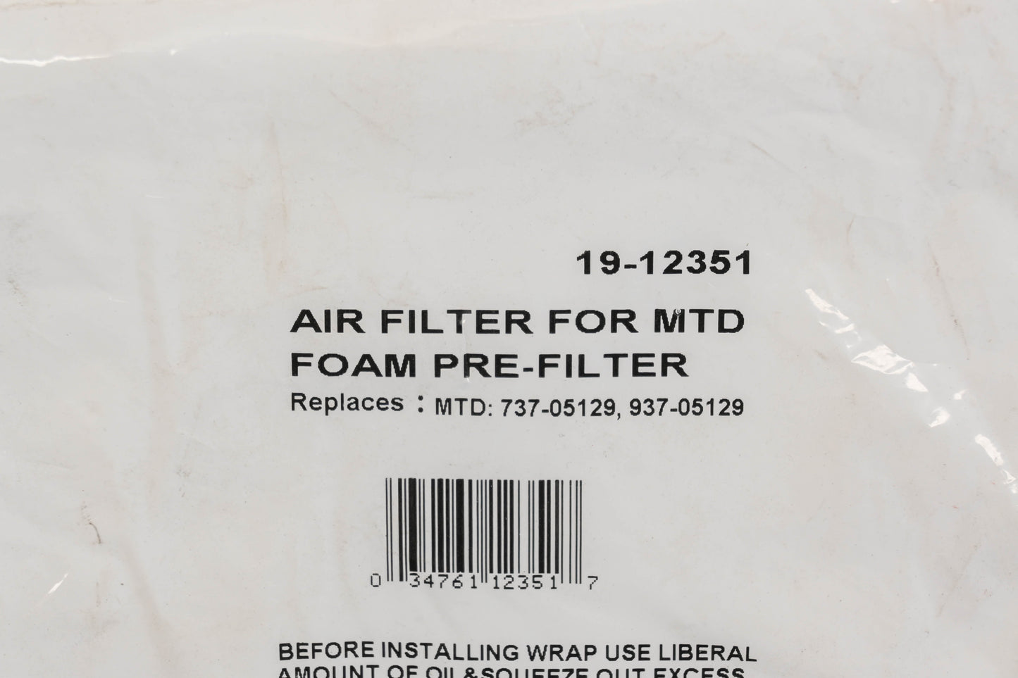 Rotary 19-12351, 737-05129, 937-05129 Air Filter NOS