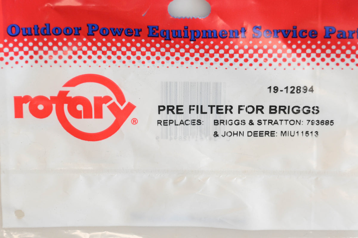 Rotary 19-12894, 793685, MIU11513 Foam Pre-Filter NOS