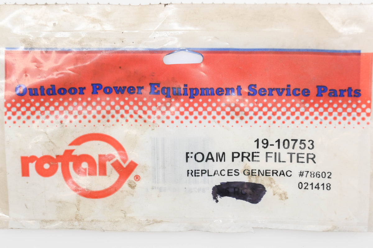 Rotary 19-10753, 78602 Foam Pre-Filters Qty 4 NOS