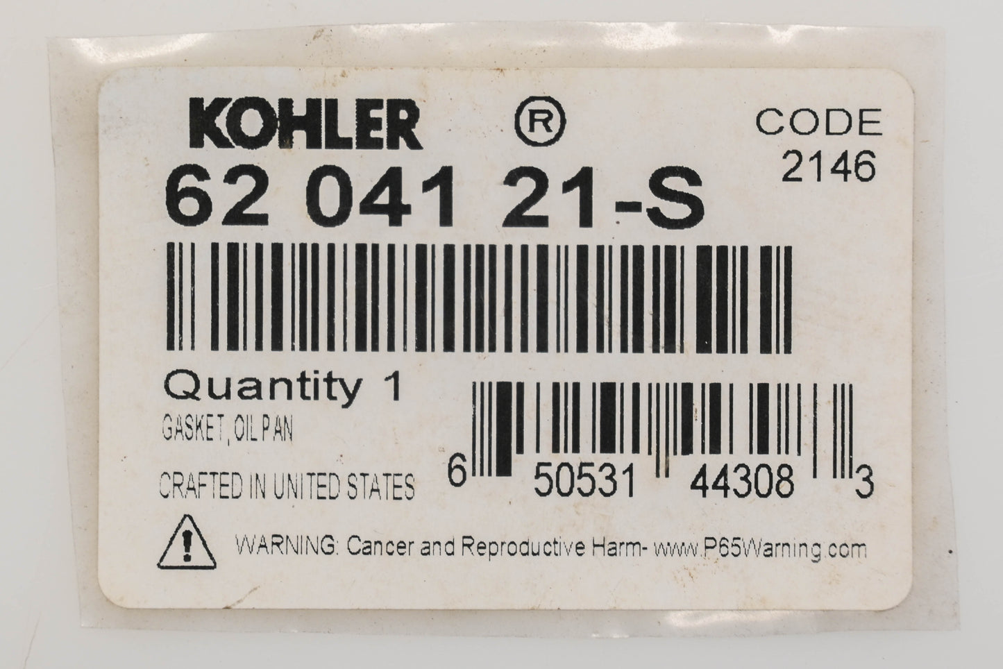 Kohler 62 041 21-S Oil Pan Gasket NOS