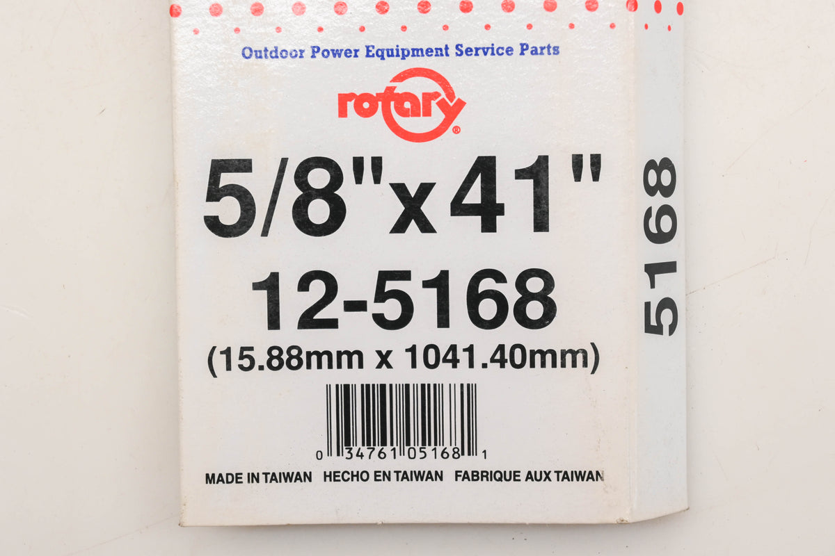Rotary 12-5168, 5L-410 5/8" x 41" V-Belt NOS