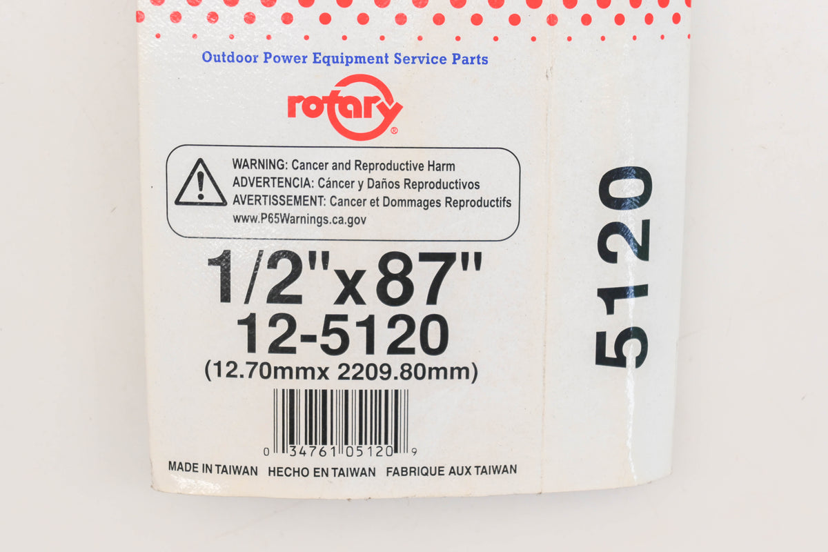 Rotary 12-5120, 4L-870 1/2" x 87" V-Belt NOS