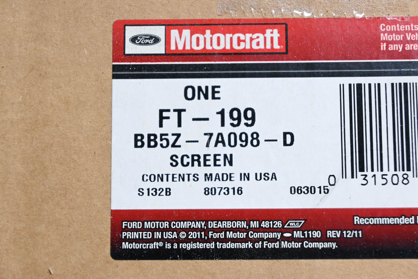 New OEM MotorCraft FT-199, BB5Z-7A098-D Transmission Filter Screen NOS