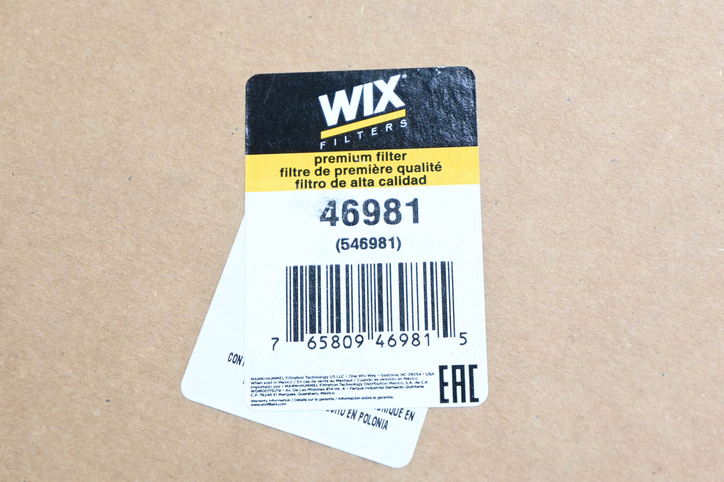 Wix 46981, 546981 Cabin Air Filter NOS