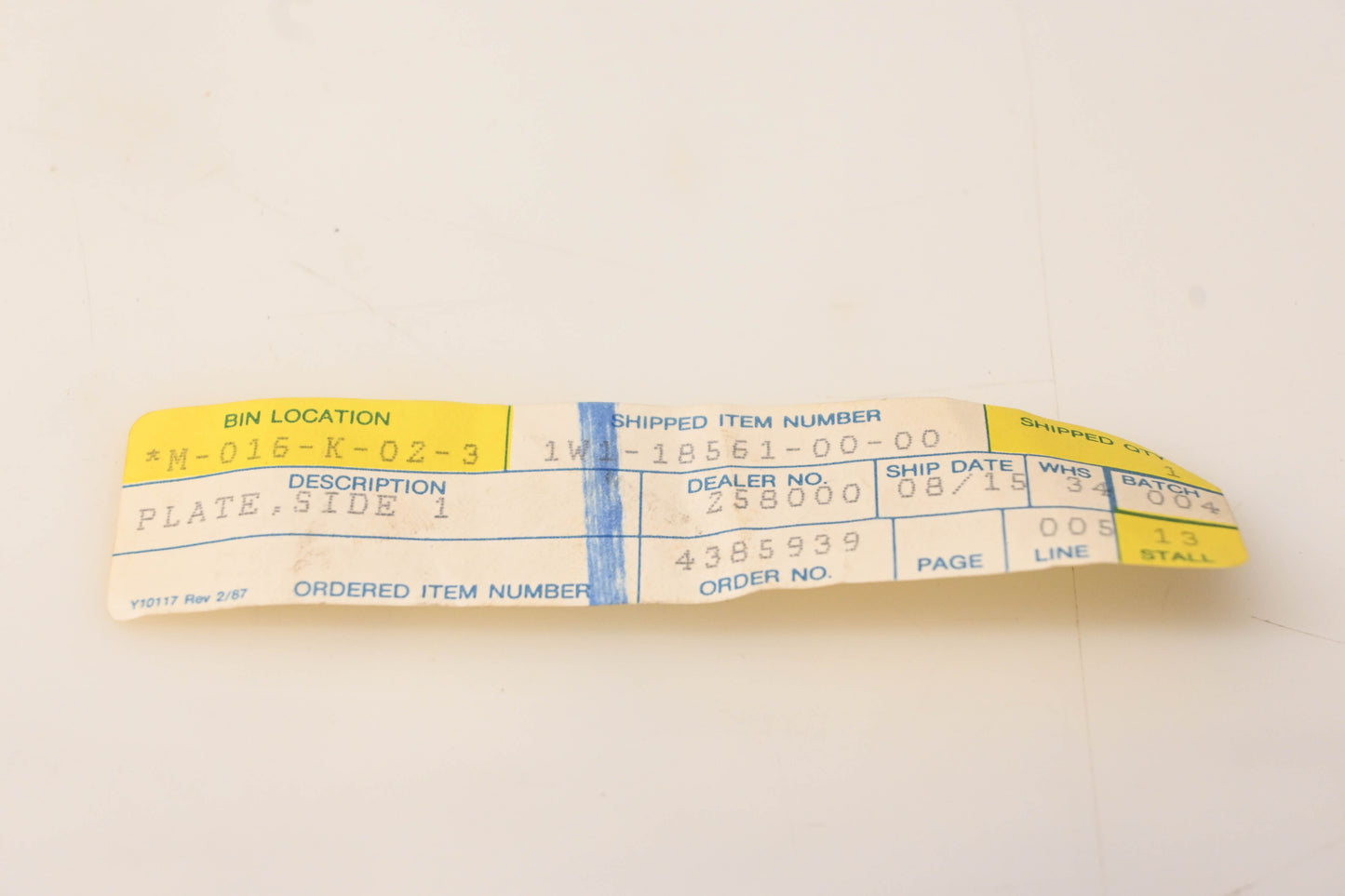 Yamaha 1W1-18561-00-00 Side Plate NOS