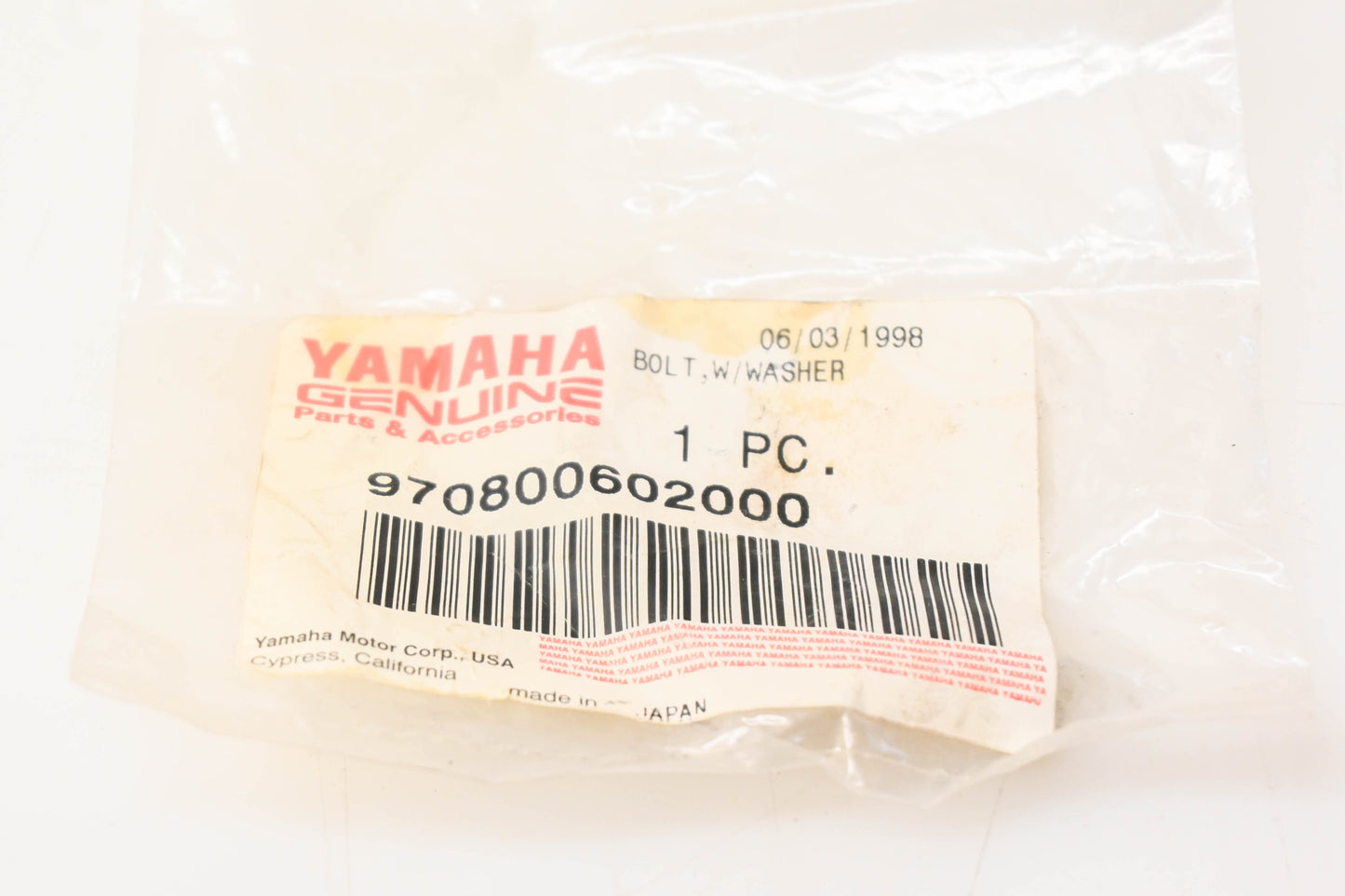 New OEM Yamaha 97080-06020-00 Bolt NOS