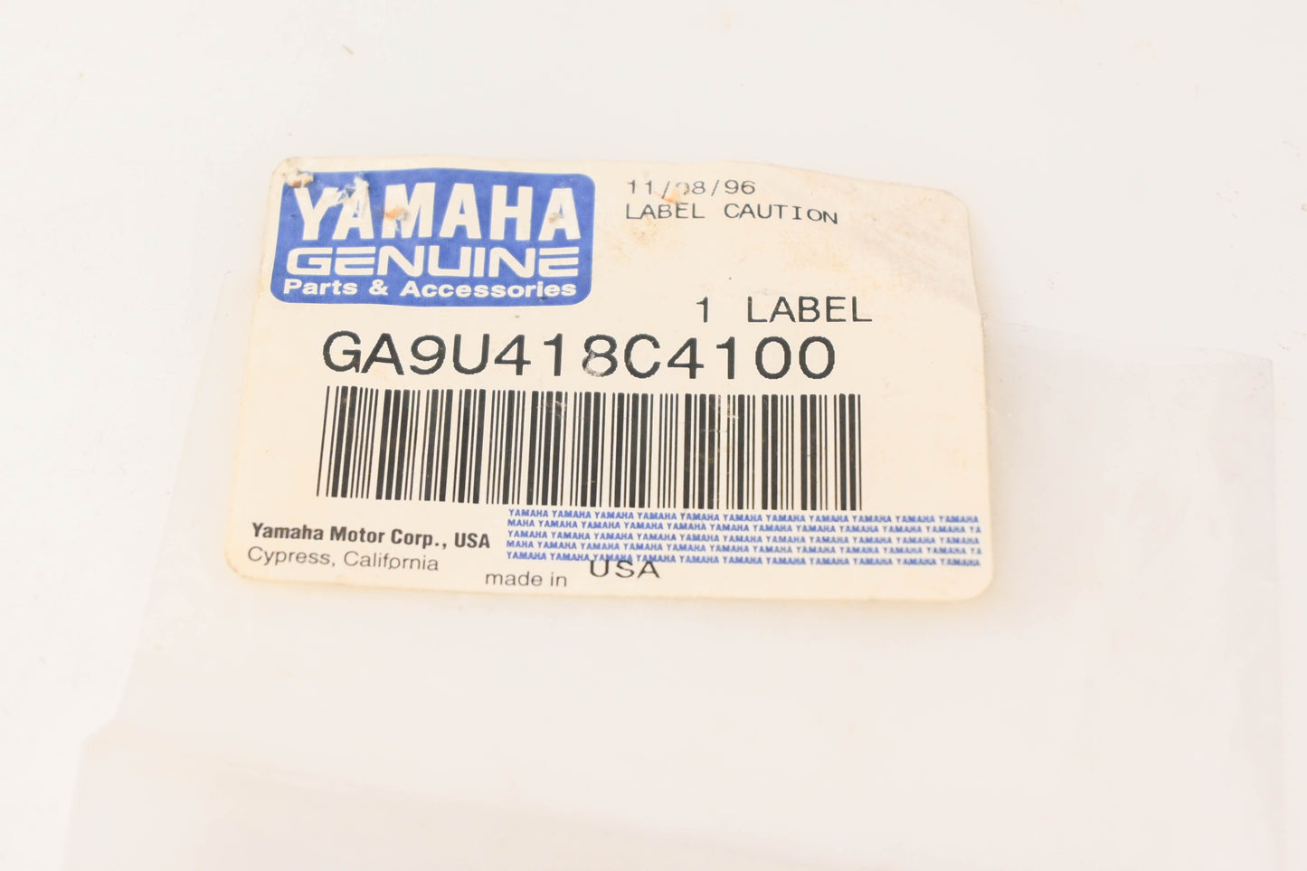 New OEM Yamaha GA9U4-18C41-00 Label NOS