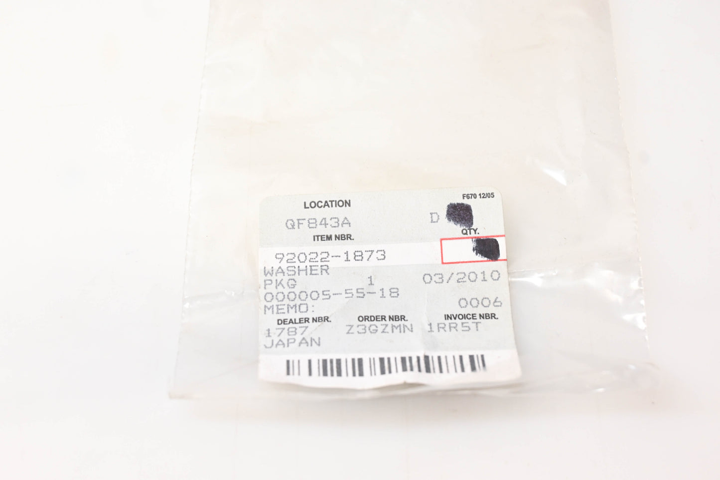 New OEM Kawasaki 92022-1873 Washer NOS