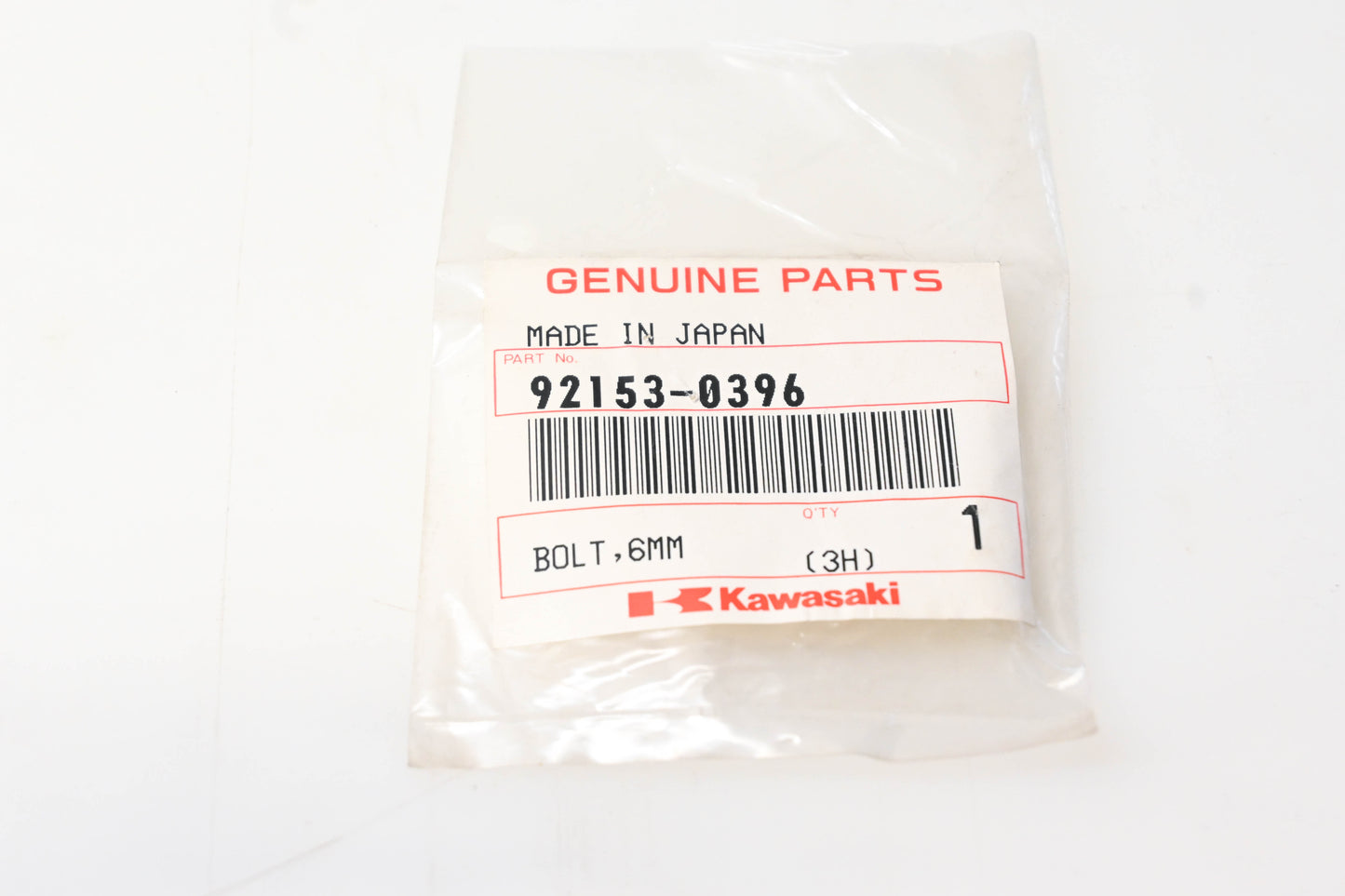 New OEM Kawasaki 92153-0396 6MM Bolt NOS