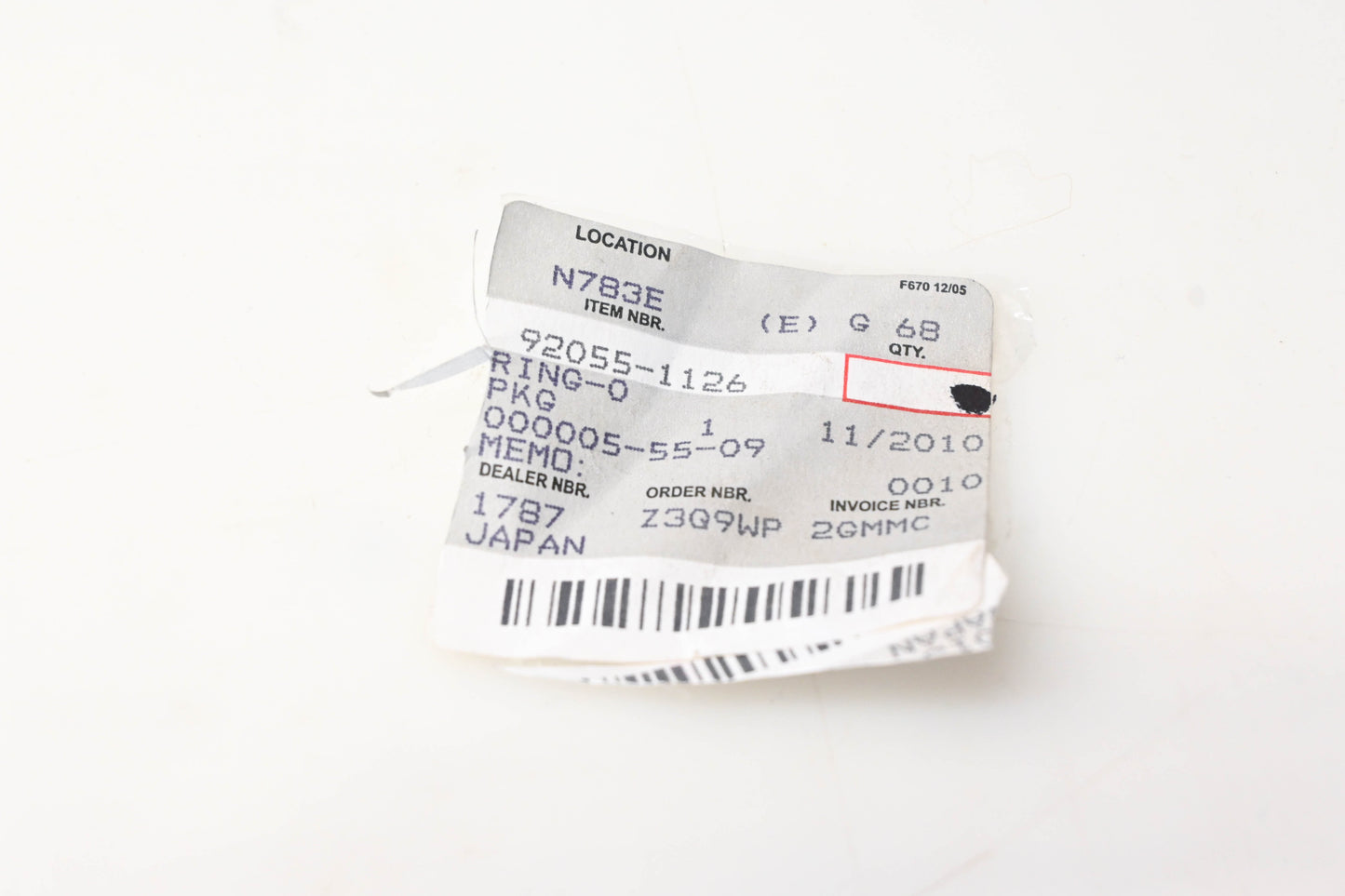 New OEM Kawasaki 92055-1126 O-Ring NOS
