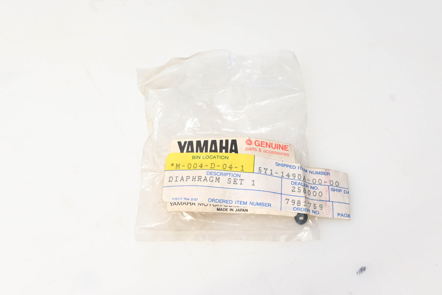 New OEM Yamaha 5Y1-1490A-00-00 Carburetor Diaphragm Kit NOS