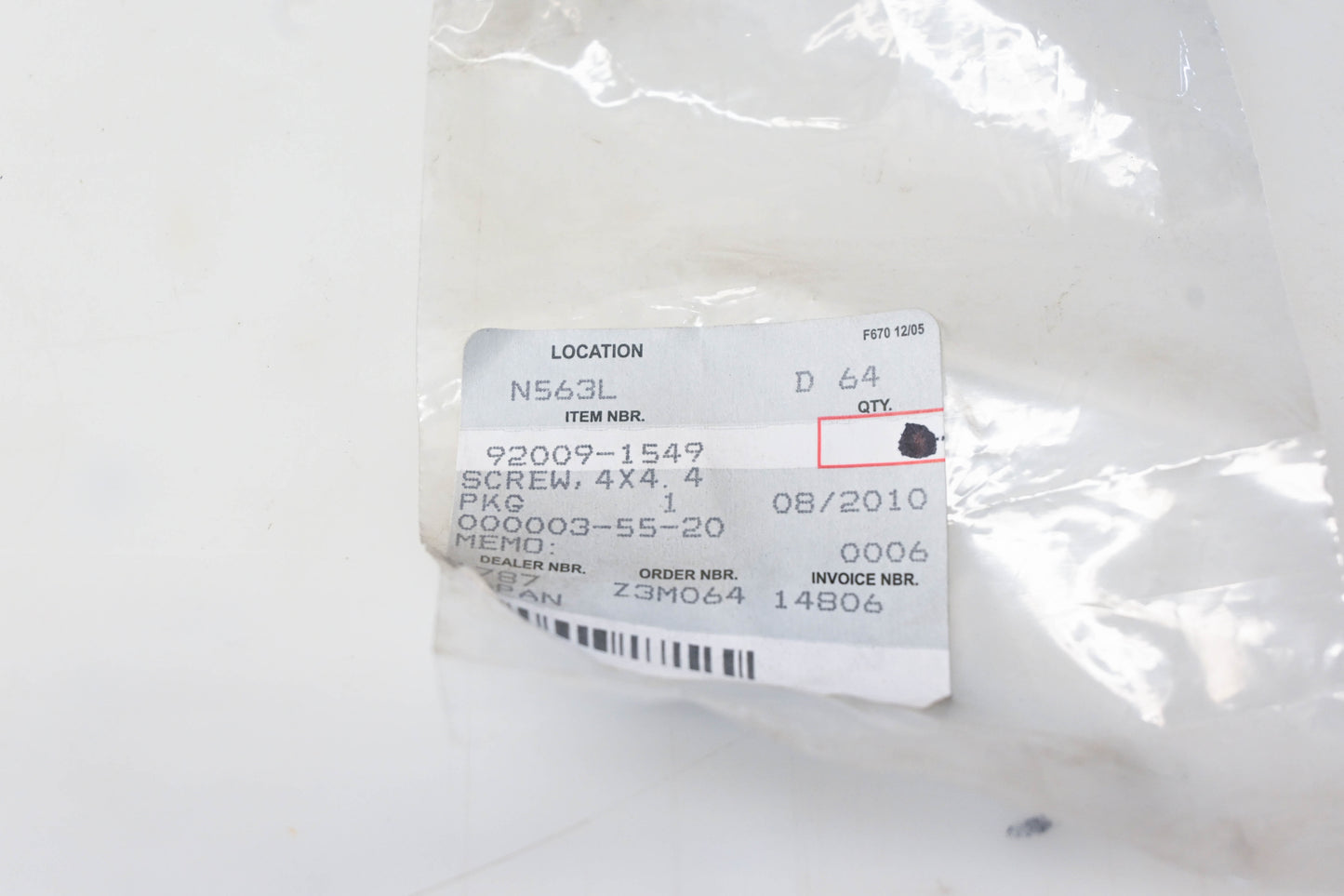 New OEM Kawasaki 92009-1549 Screw NOS