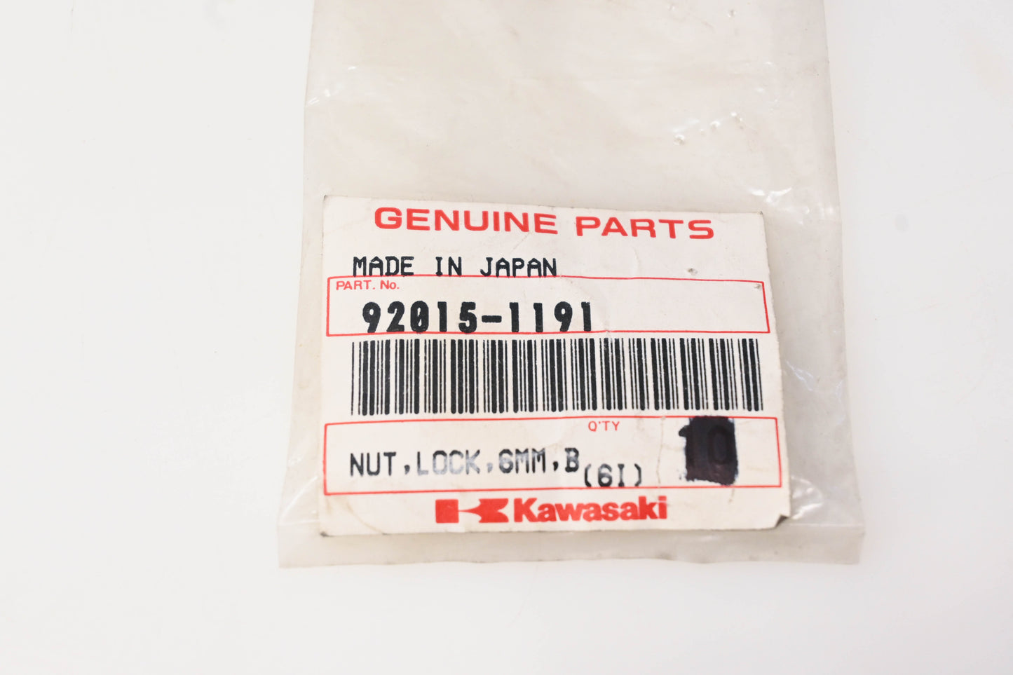 New OEM Kawasaki 92015-1191 6mm Locking Nut NOS