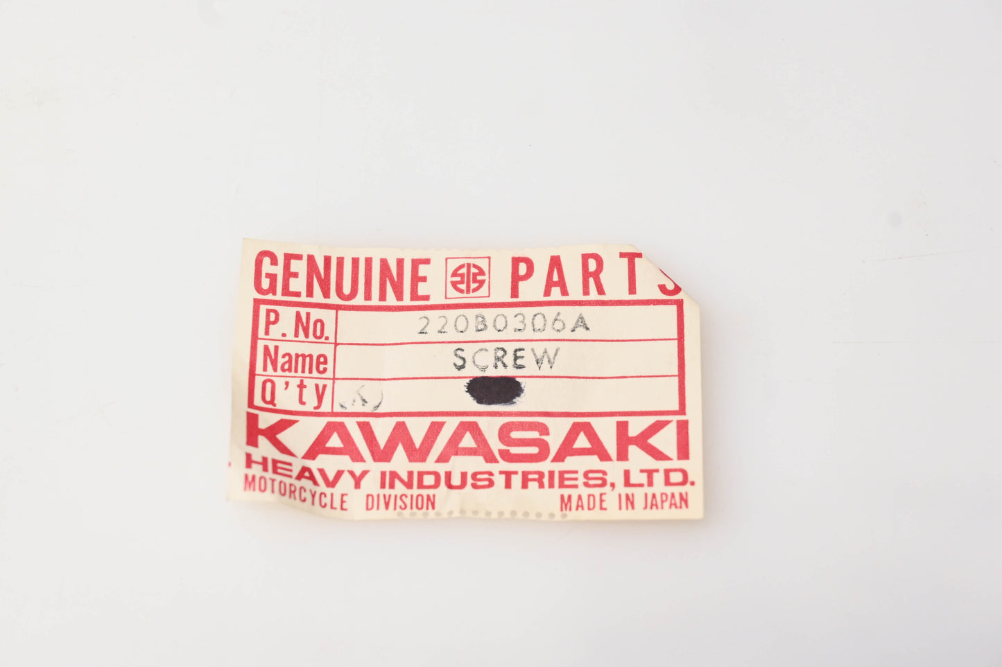 New OEM Kawasaki 220B0306A Fuel Tank Screw NOS