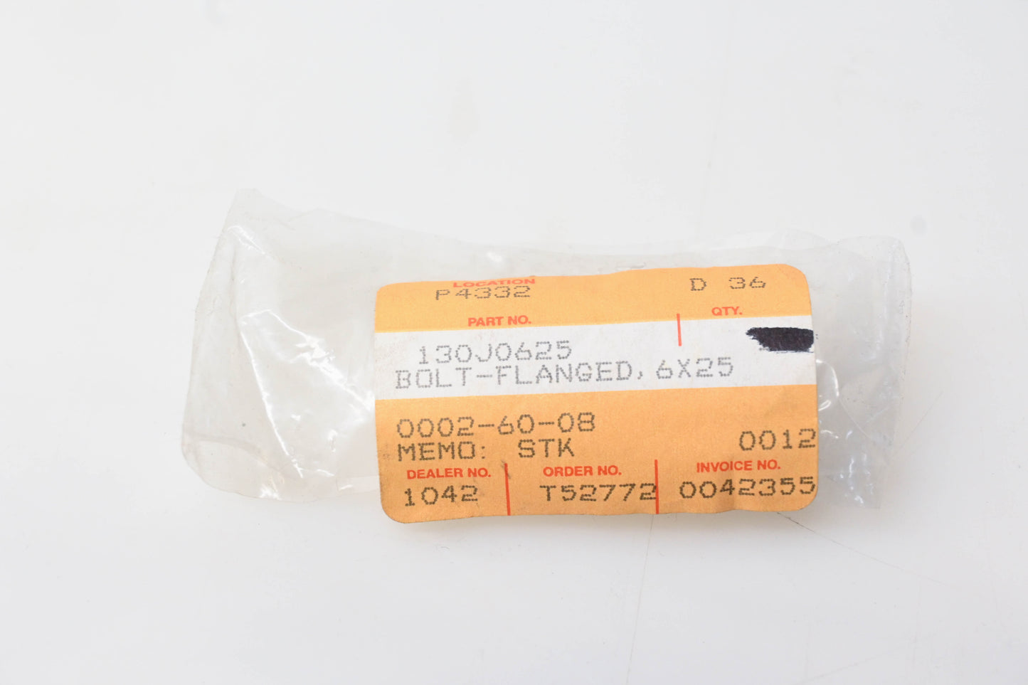 New OEM Kawasaki 130J0625 Flanged Bolt NOS