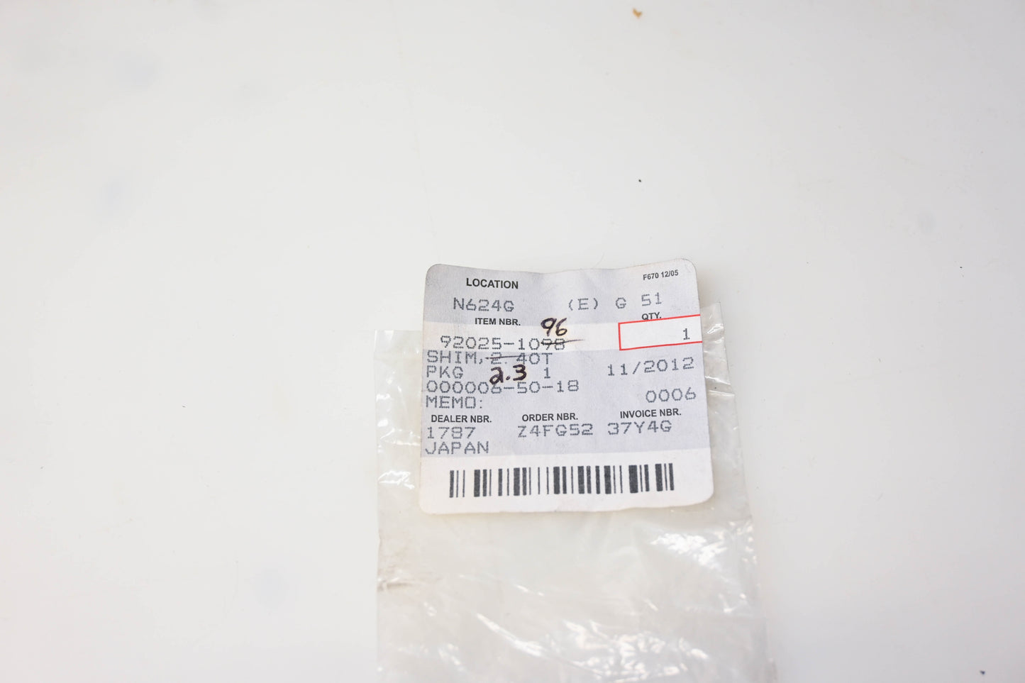 OEM Kawasaki 92025-1096 2.30T Shim