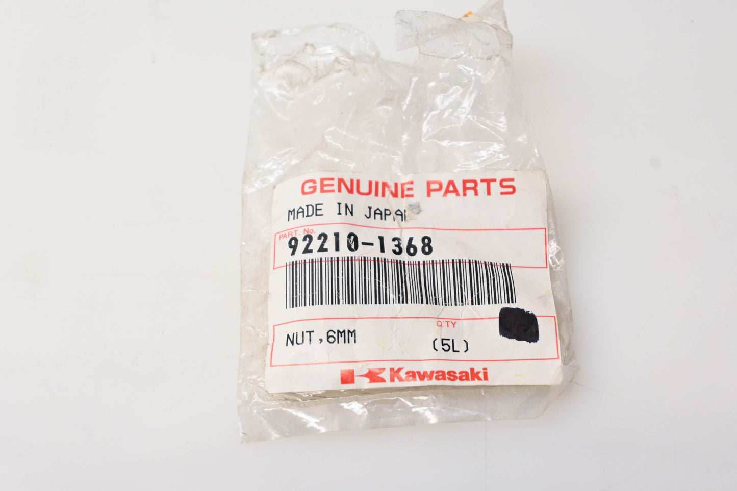 New OEM Kawasaki 92210-1368 6mm Nut NOS