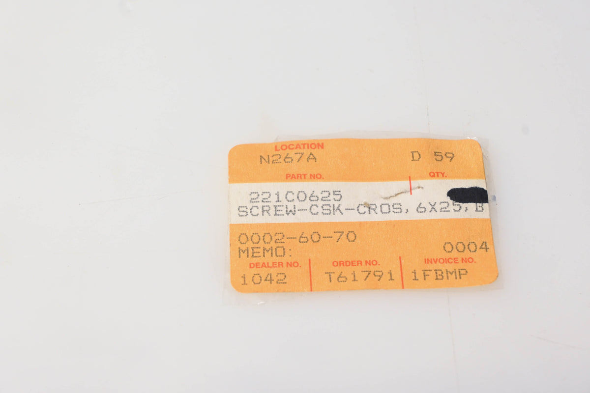 New OEM Kawasaki 221C0625 Countersunk Screw NOS