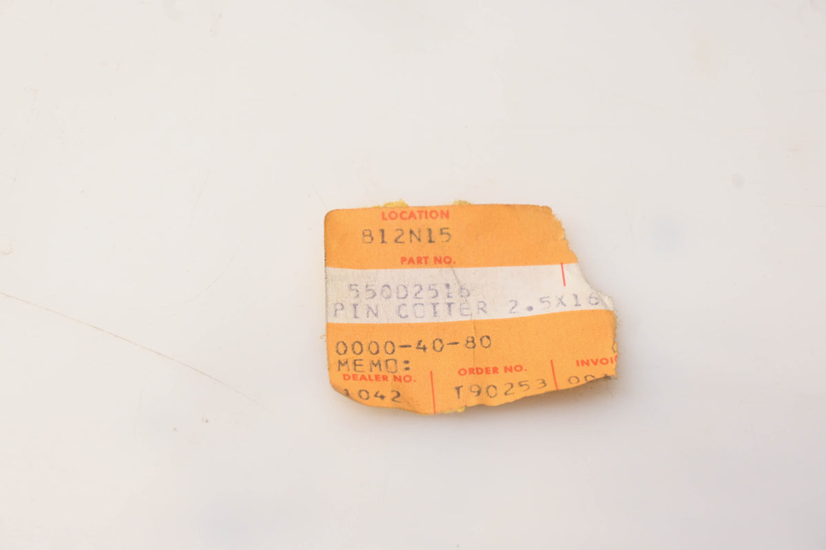 New OEM Kawasaki 550D2516 Cotter Pin 2.5x16 NOS