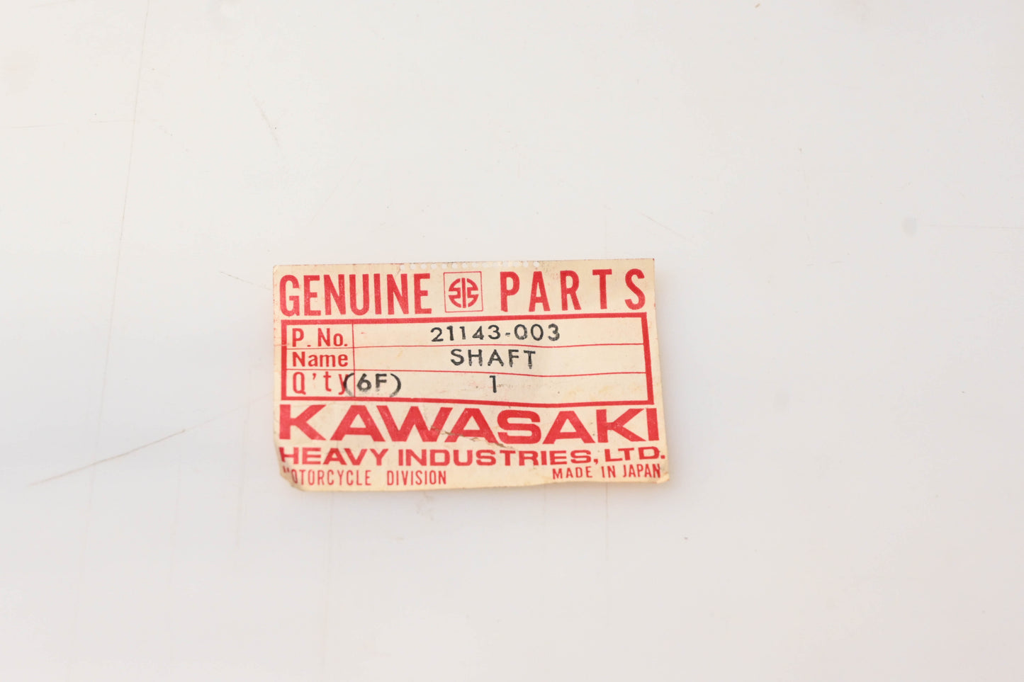 New OEM Kawasaki 21143-003 Gear Idle Shaft NOS