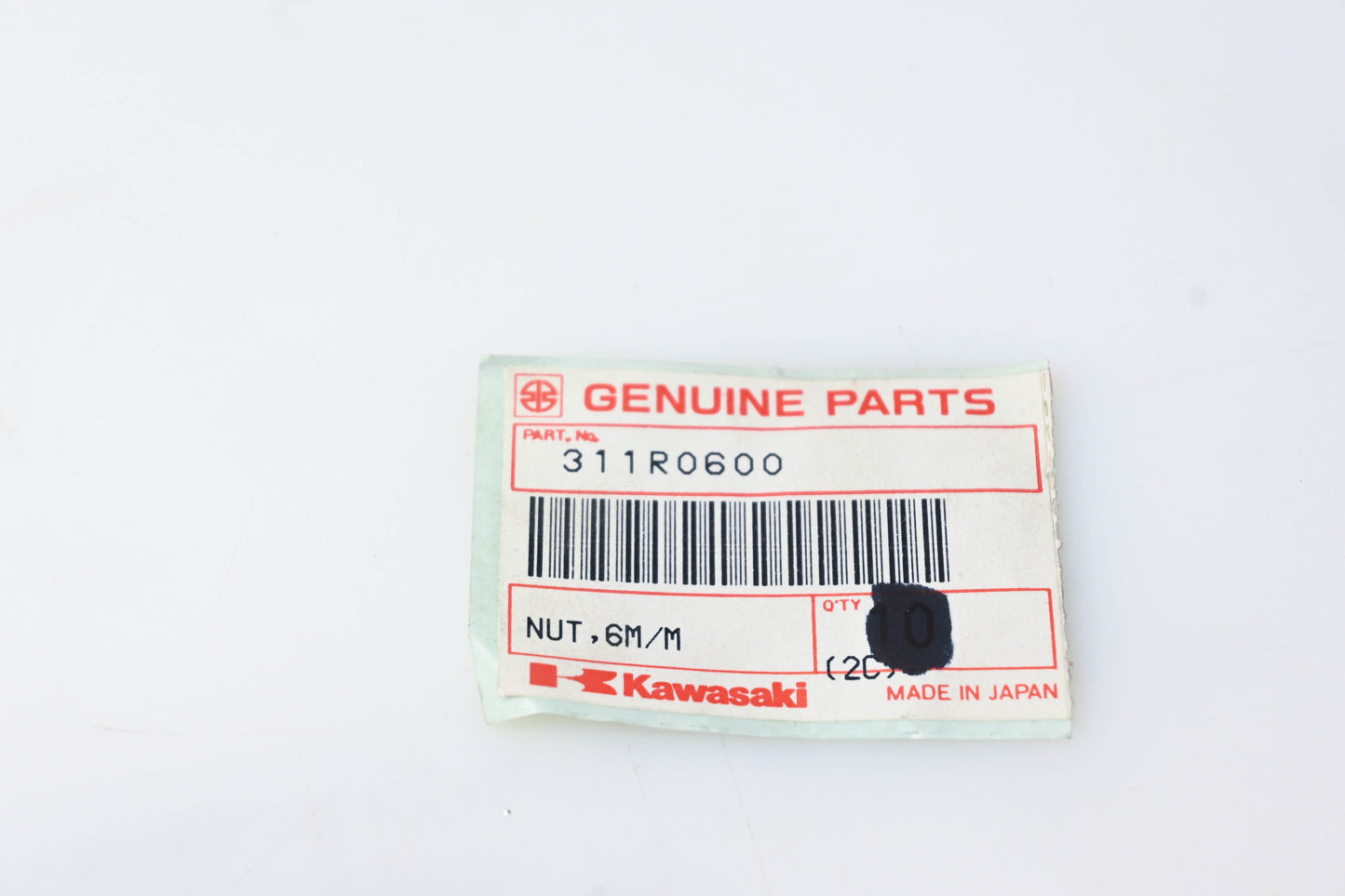 New OEM Kawasaki 311R0600 6mm Nut NOS