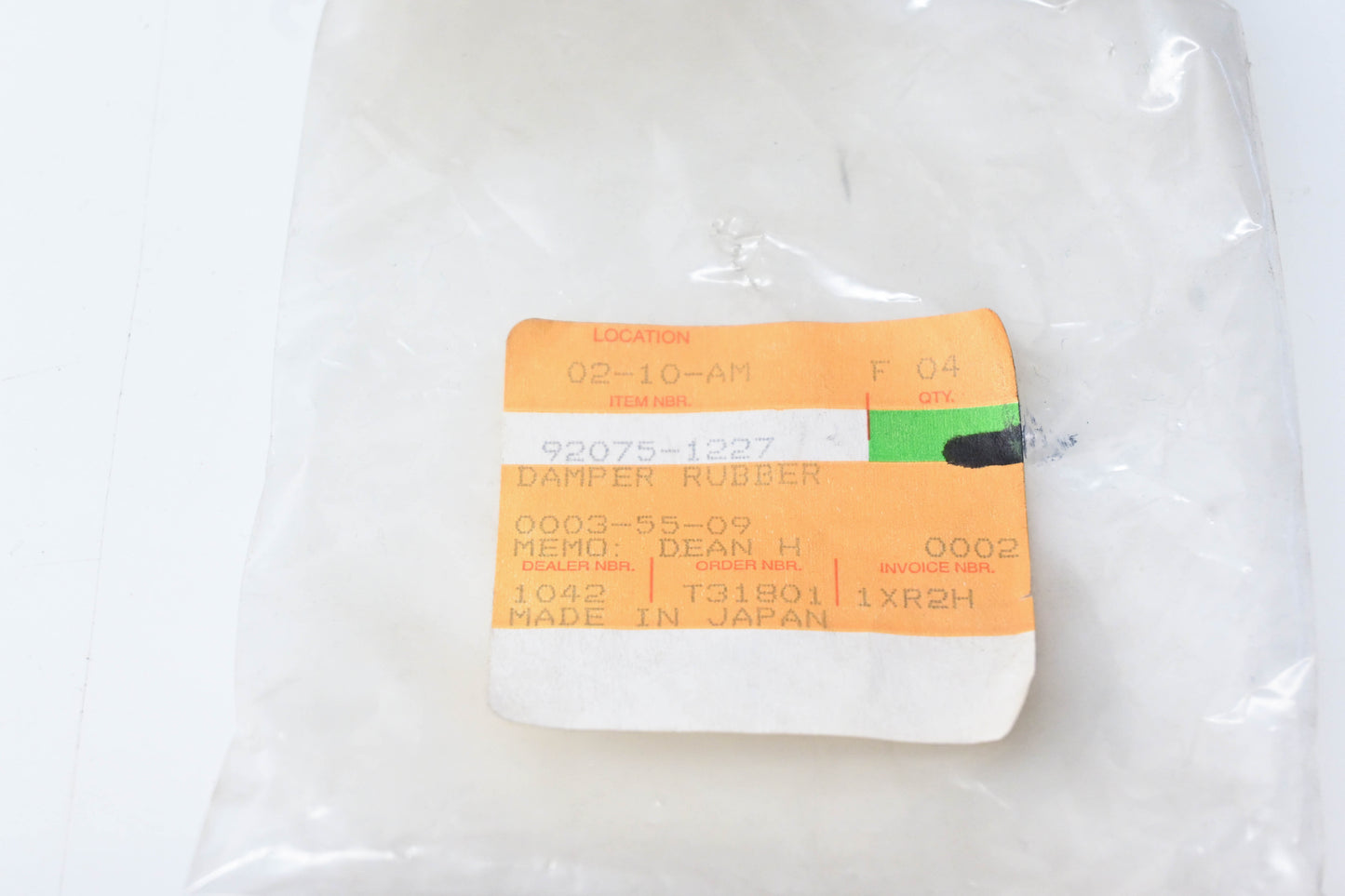 New OEM Kawasaki 92075-1227 Rubber Damper NOS