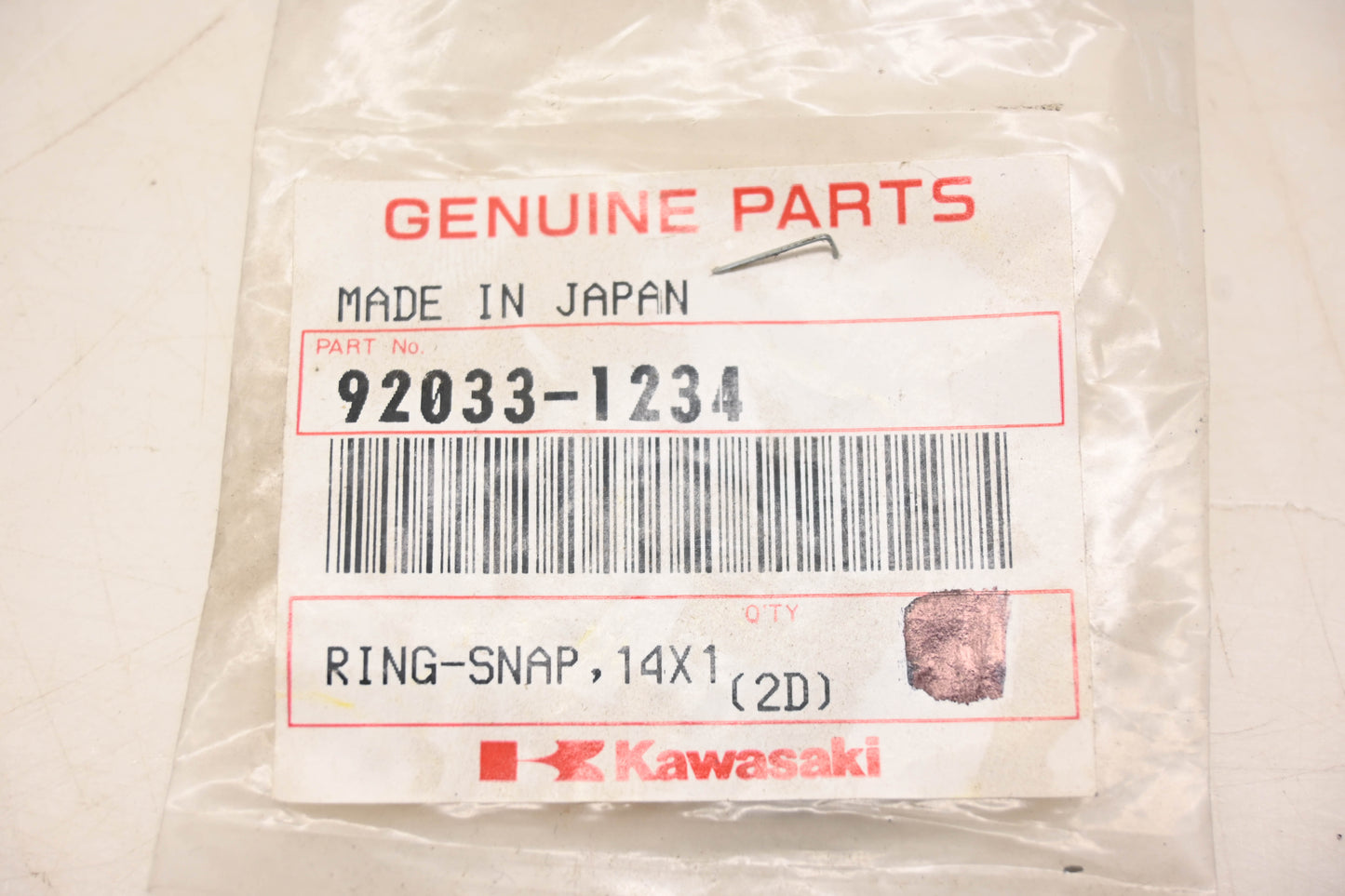 New OEM Kawasaki 92033-1234 Snap Ring NOS