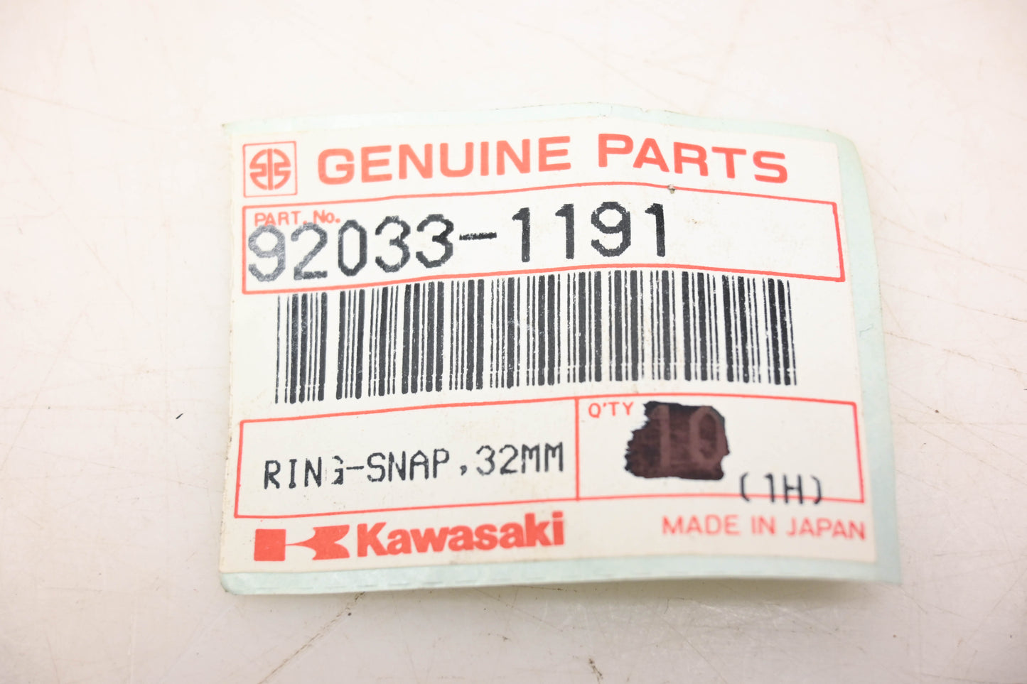 New OEM Kawasaki 92033-1191 Snap Ring NOS