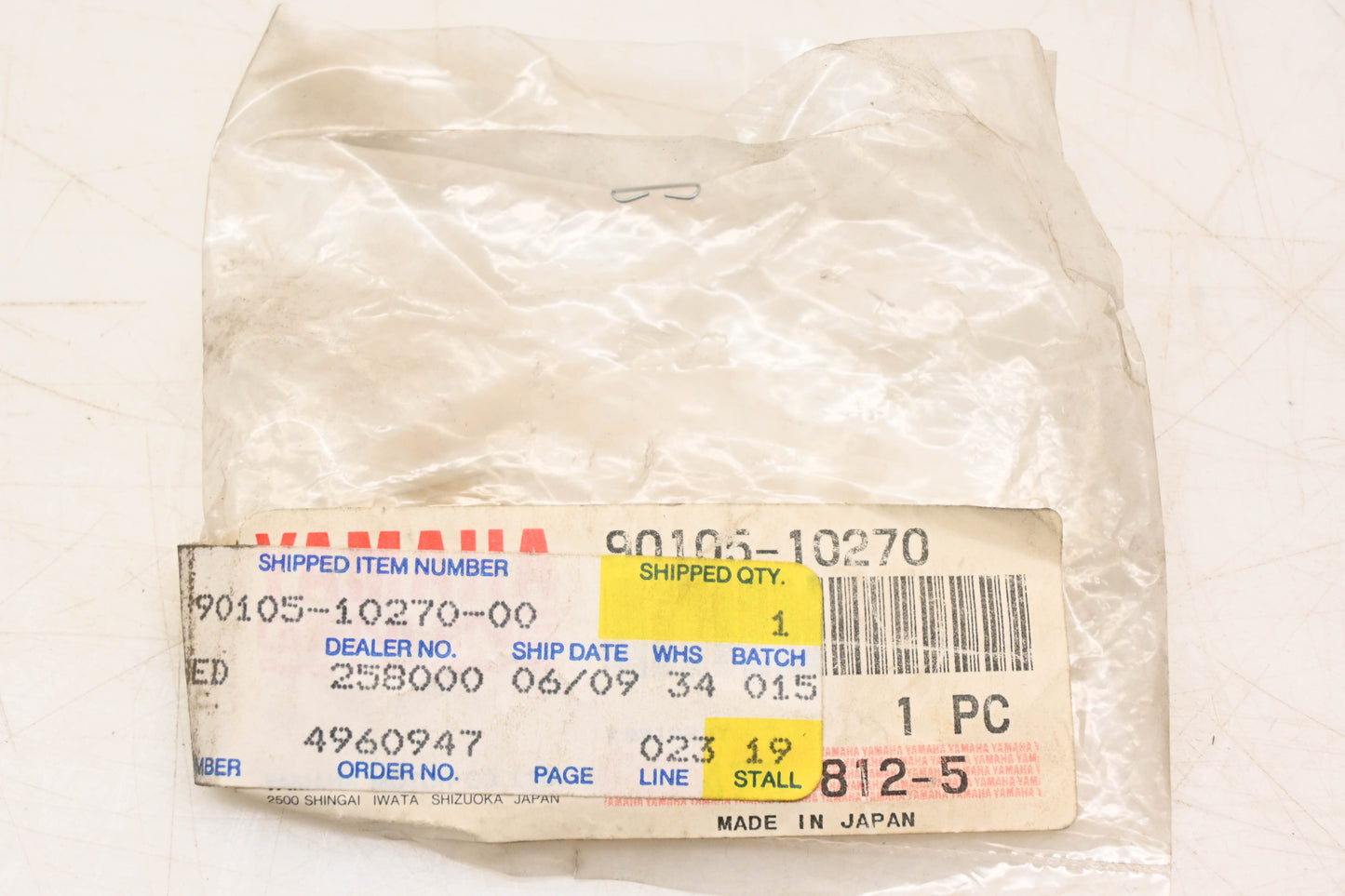 New OEM Yamaha 90105-10270-00 Bolt Washer Based NOS