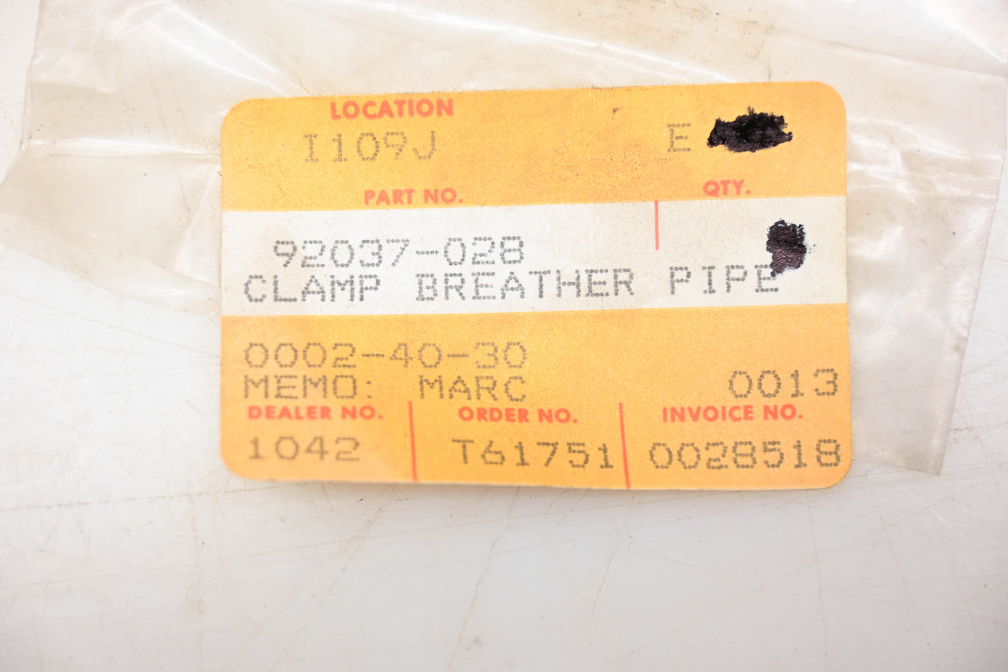 New OEM Kawasaki 92037-028 Breather Pipe Clamp NOS