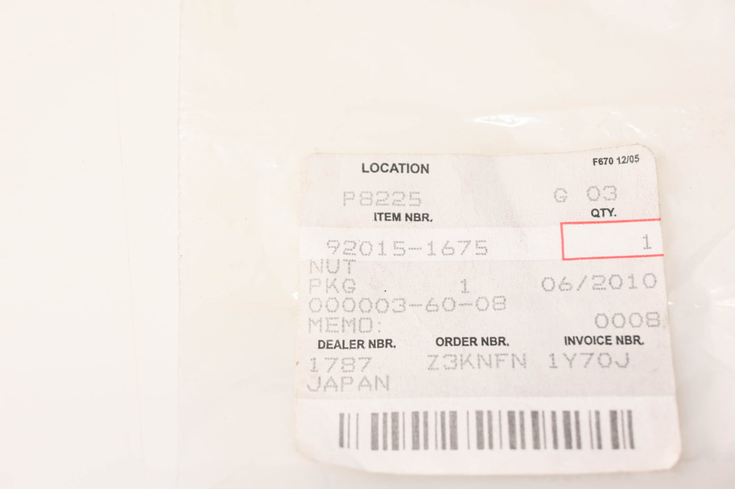 New OEM Kawasaki 92015-1675 6mm Flanged Nut NOS