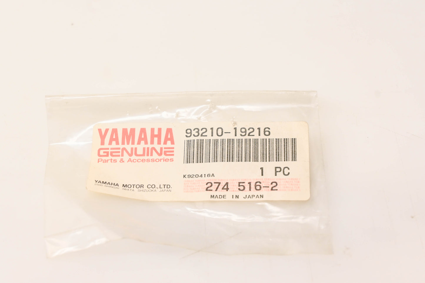 New OEM Yamaha 93210-19216-00 O-Ring NOS