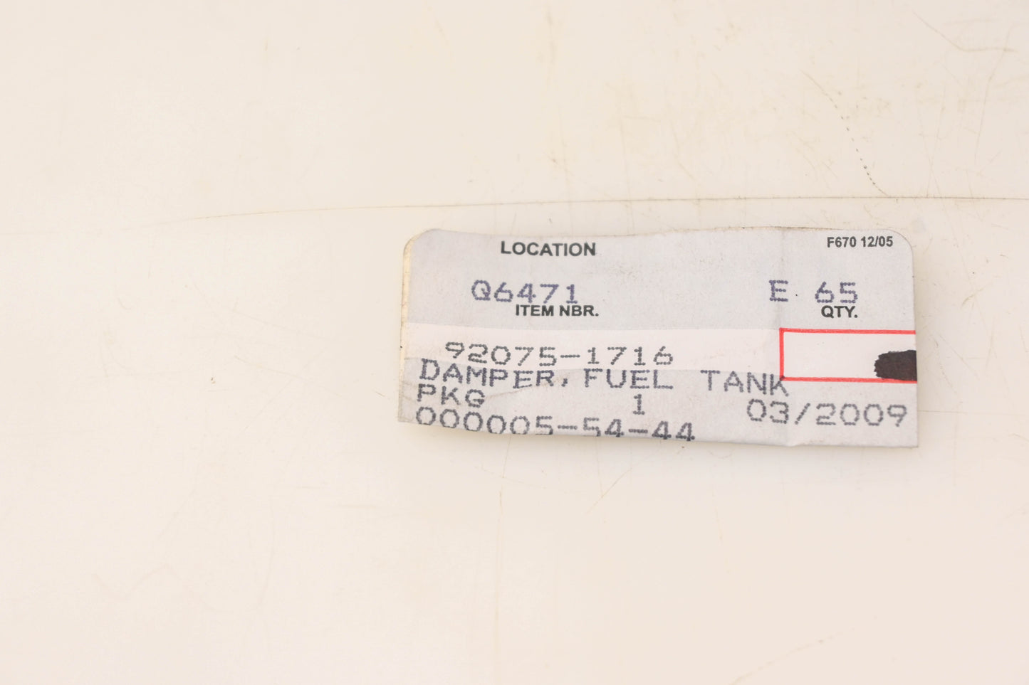 New OEM Kawasaki 92075-1716 Fuel Tank Damper NOS
