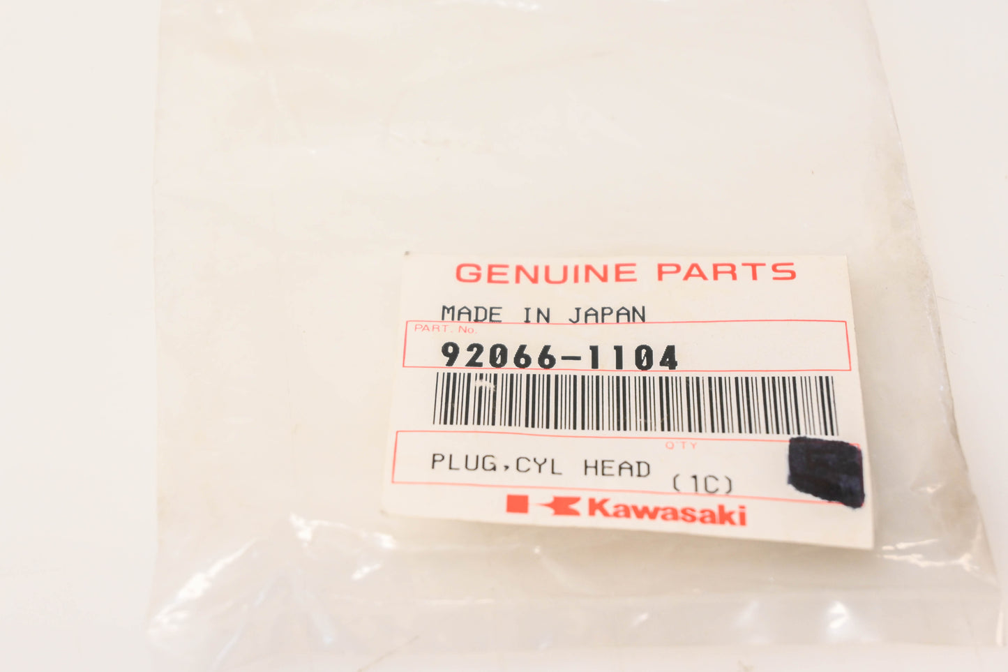 New OEM Kawasaki 92066-1104 Cylinder Head Cover Plug NOS