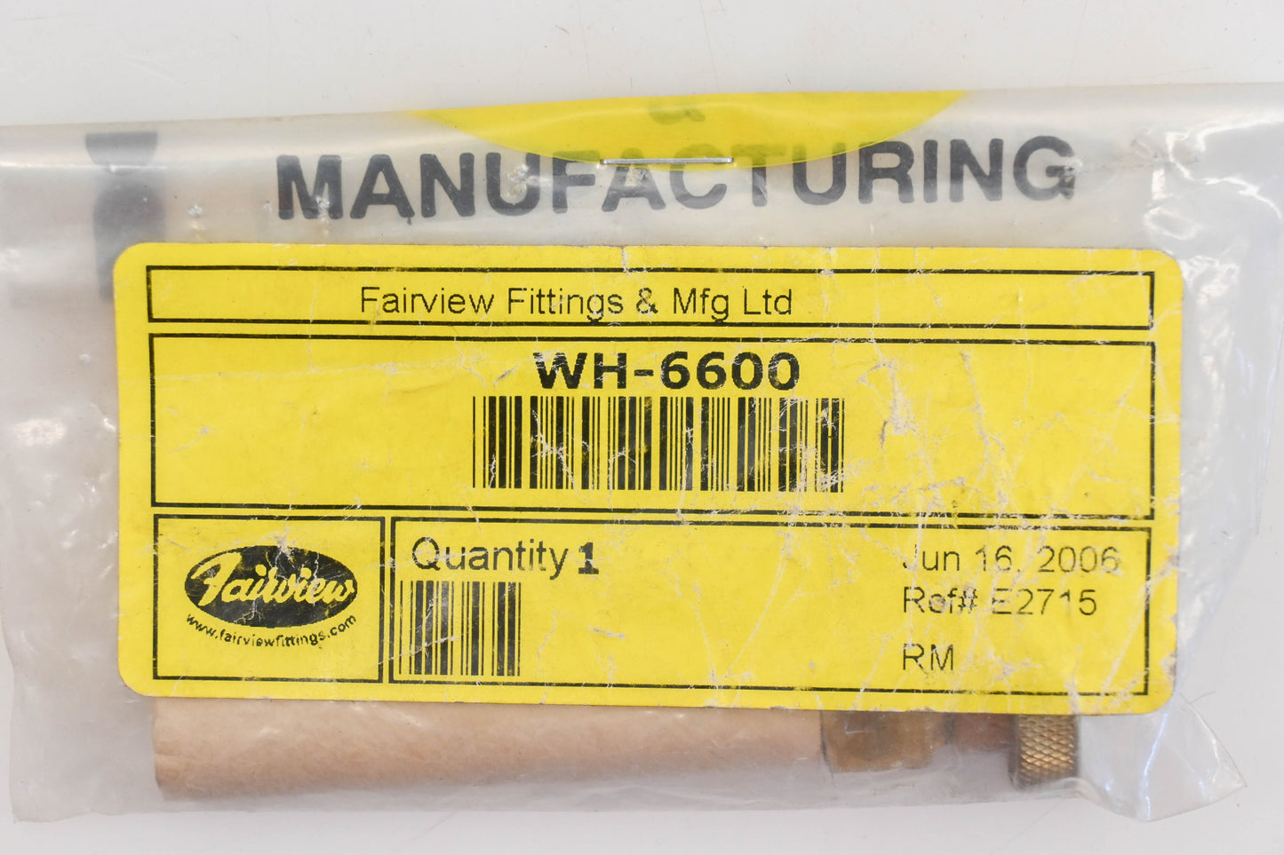 Fairview Fittings WH-6600 1/4" Fuel Shutoff Valve NOS