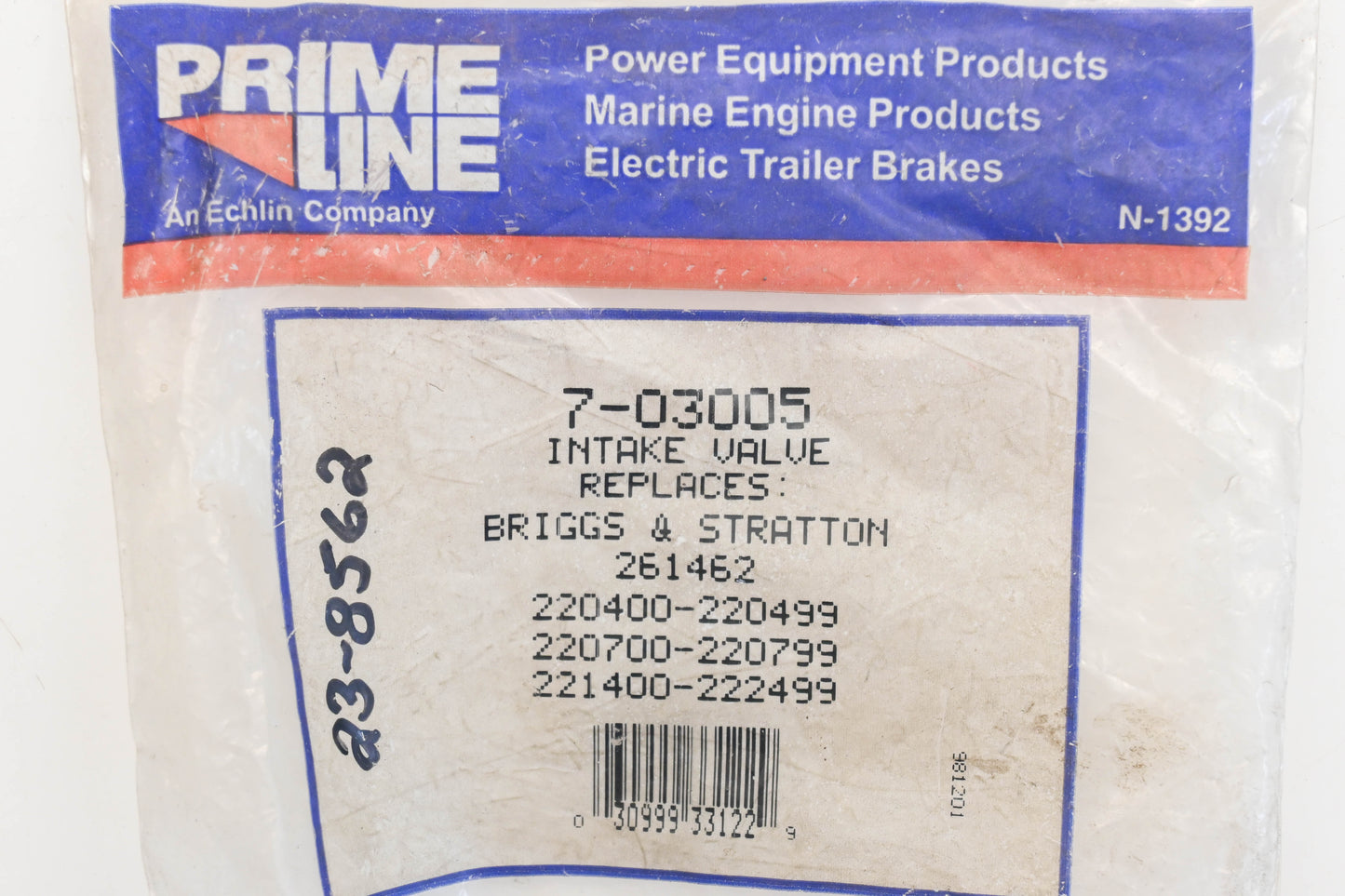 Prime Line 7-03005, 261462, 23-8562 Intake Valve NOS