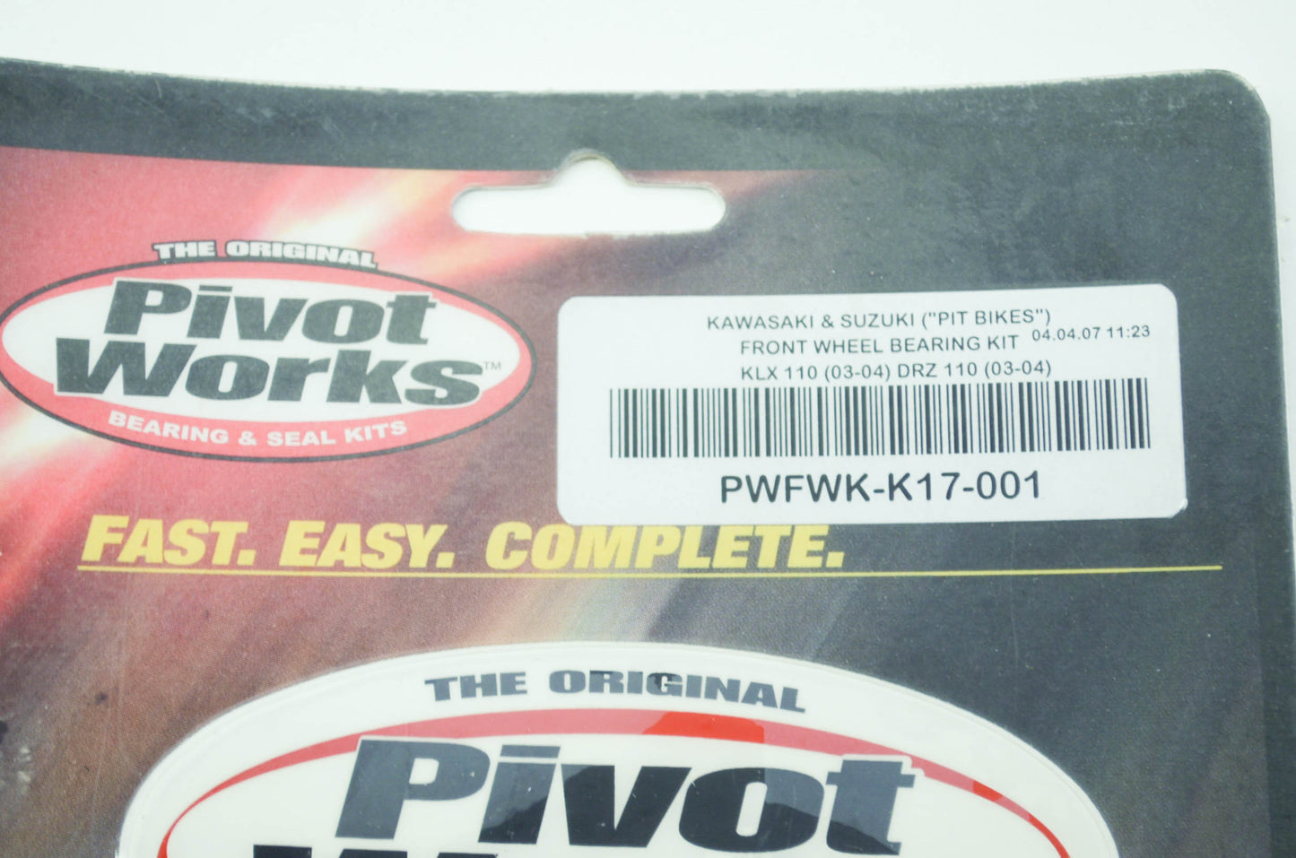 NEW Pivot Works Front Wheel Bearing Kit 03-04 KLX110 DRZ110 Suzuki Kawasaki NOS