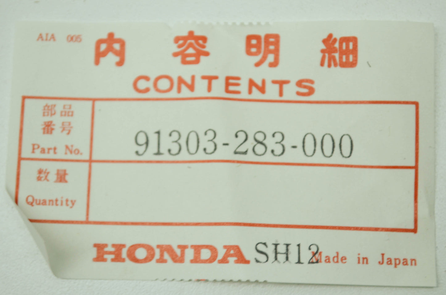 OEM Honda 91303-283-000 O-Ring (37X2.4) NOS