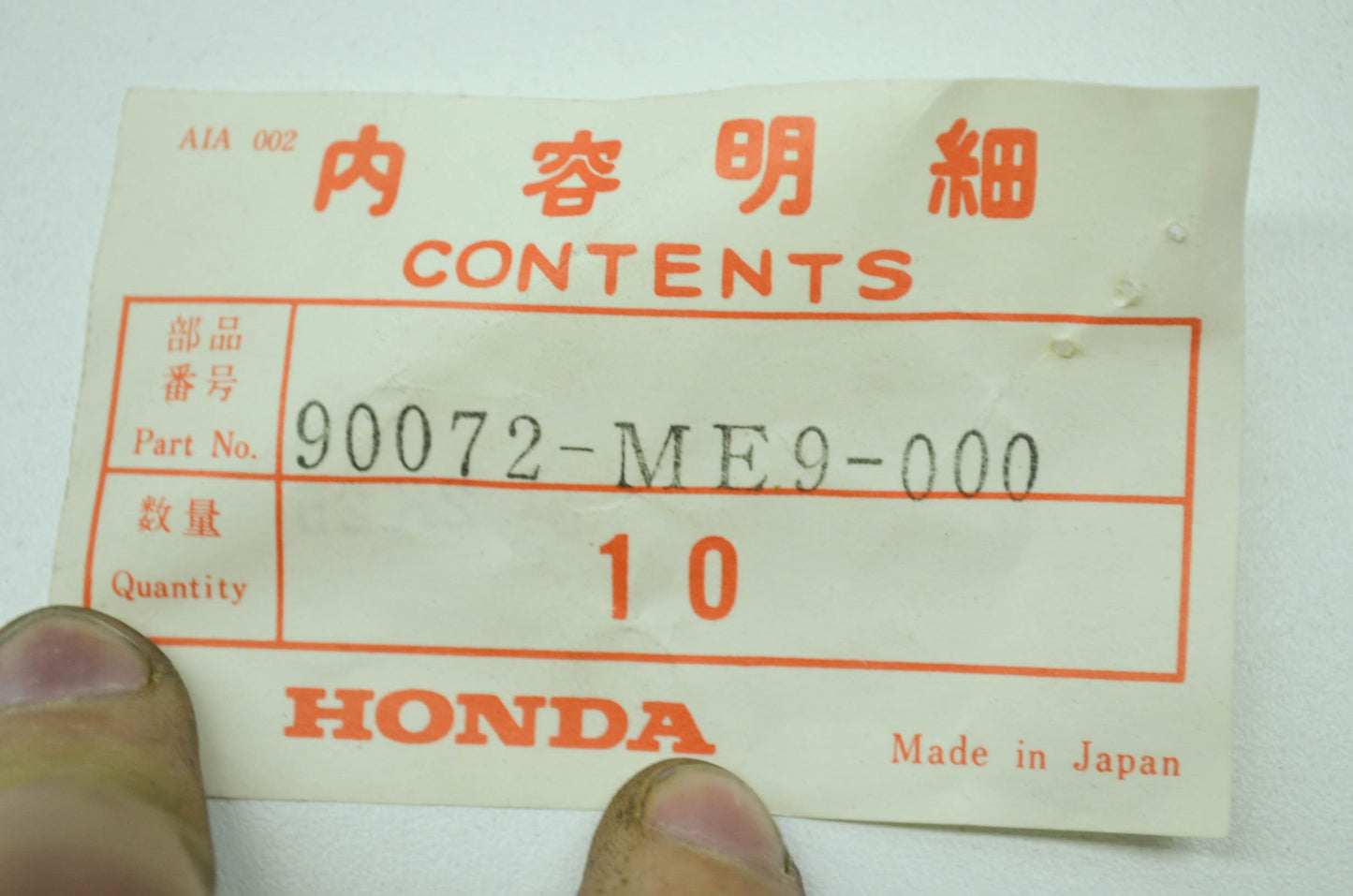 OEM Honda 90072-ME9-000 Socket Bolt (6X20) Qty 2 NOS