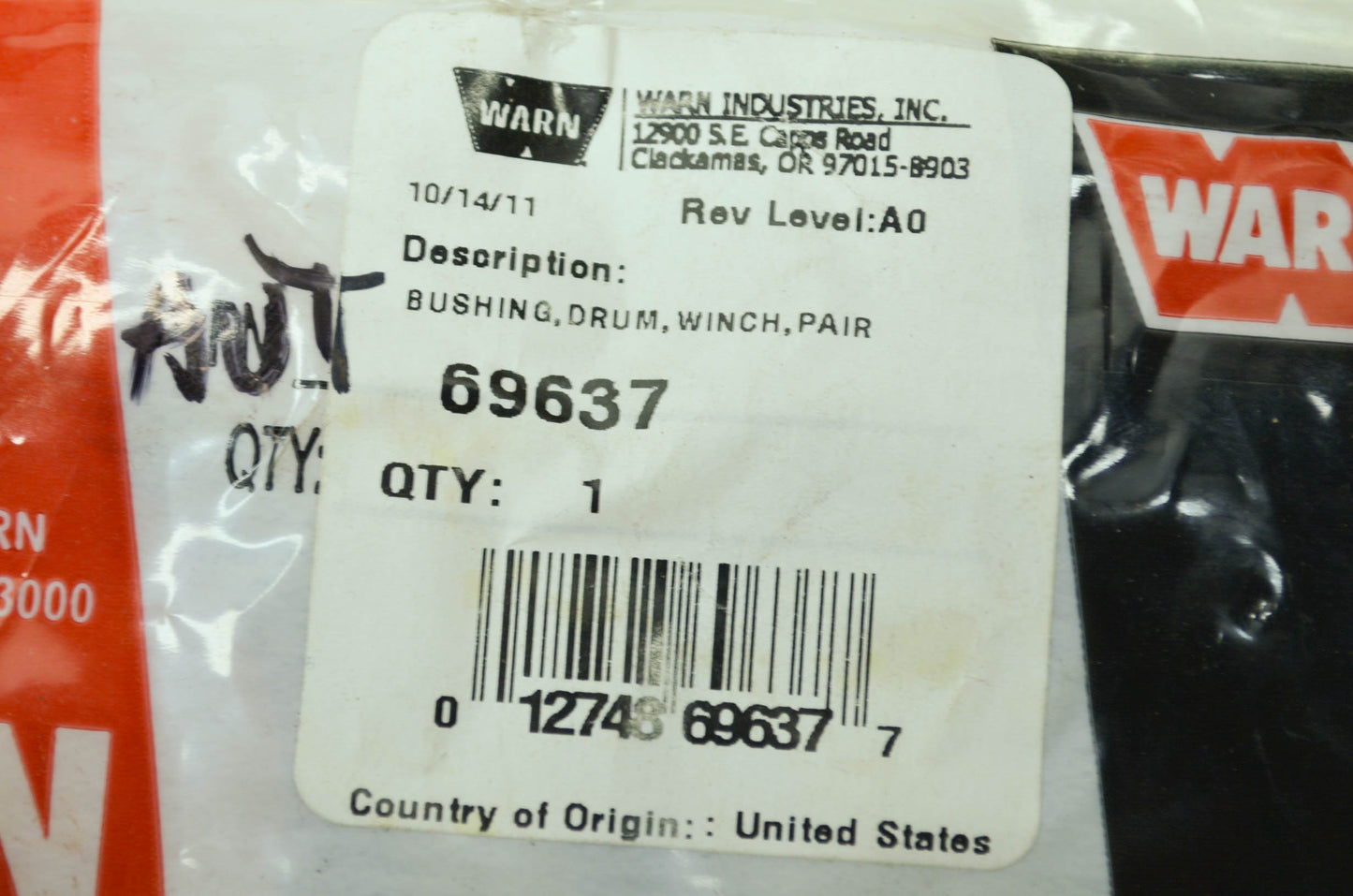 Warn 69637 Winch Drum Bushing kit NOS