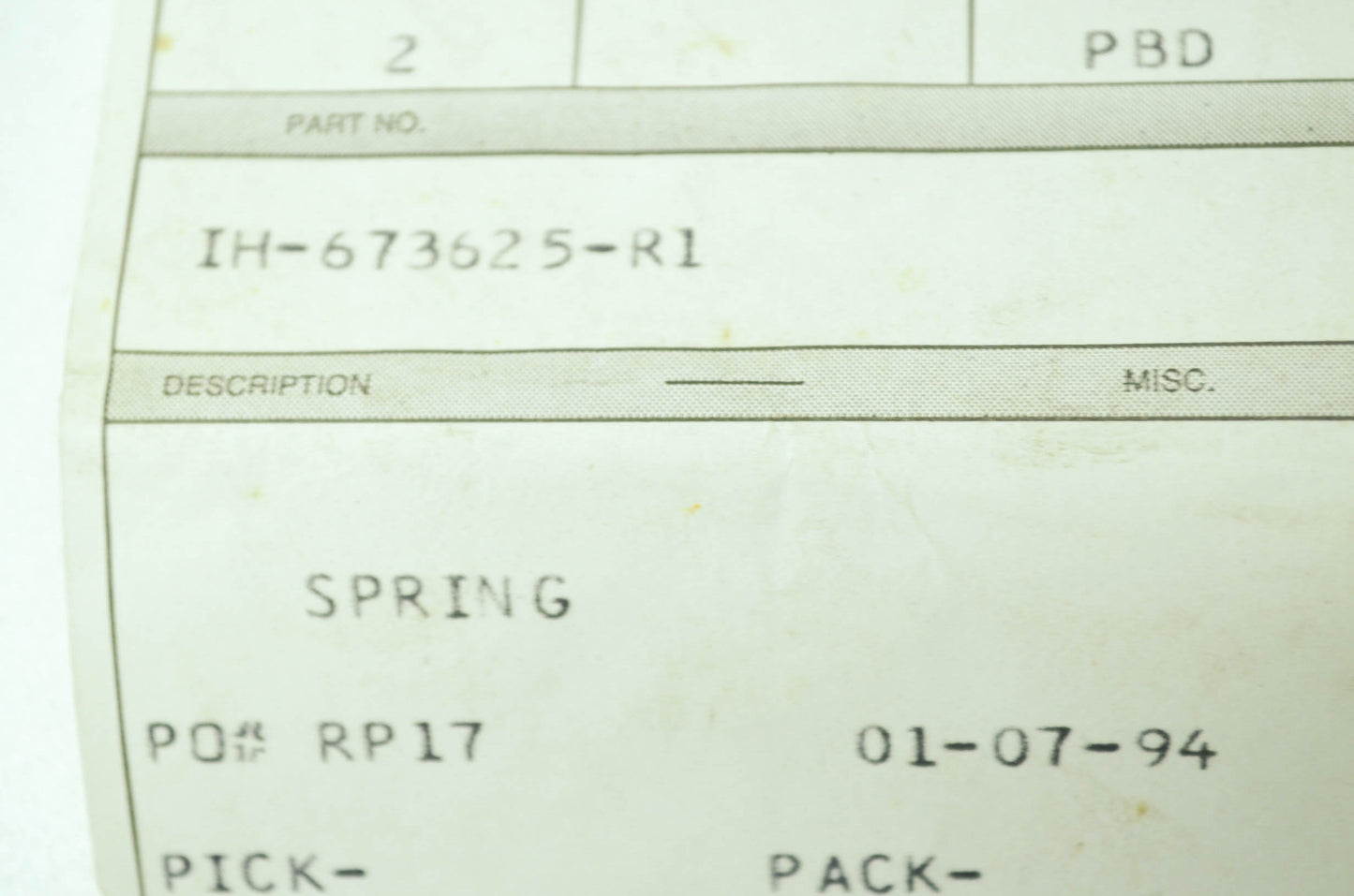 Lift Check Spring NOS