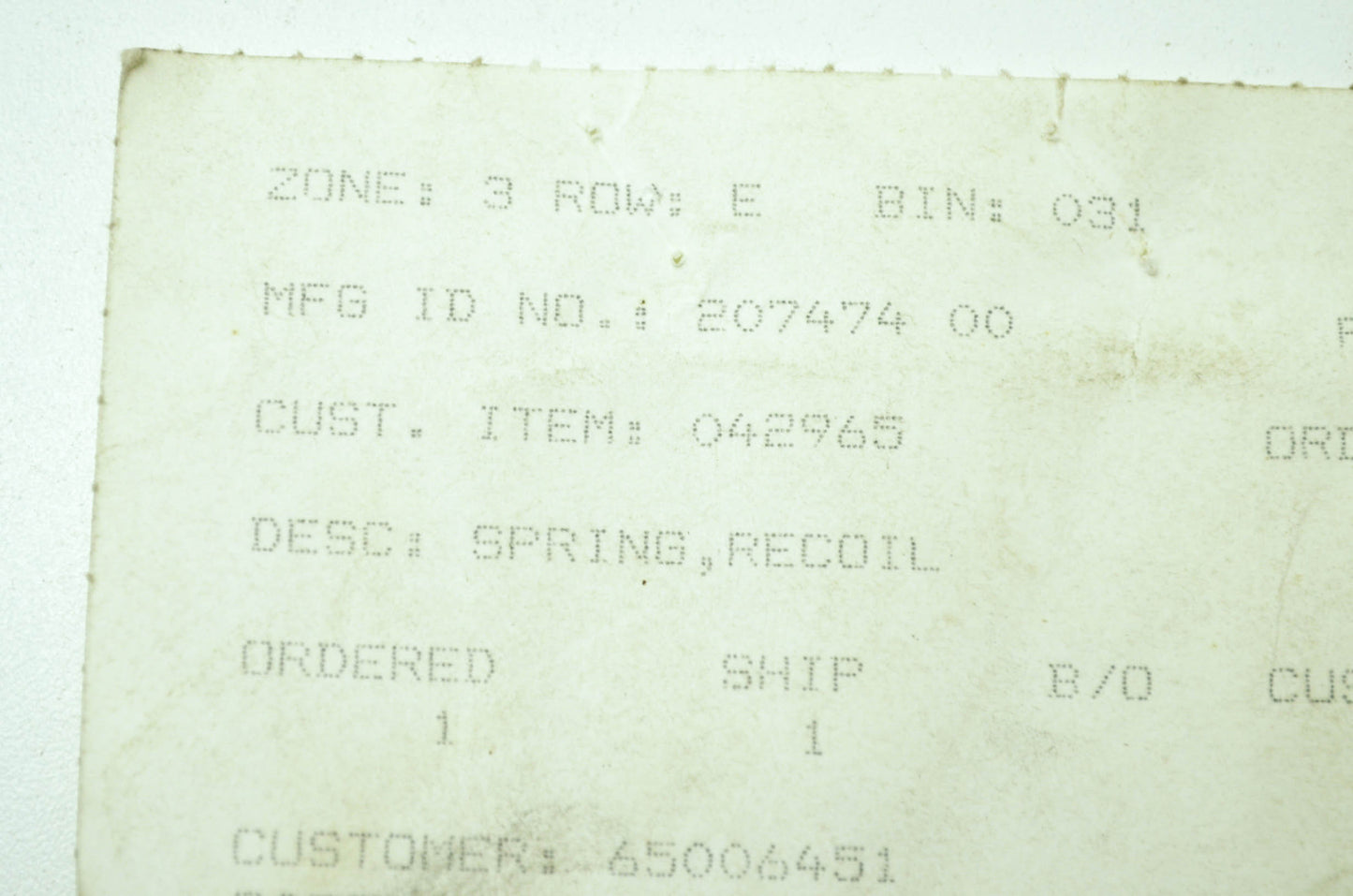 Gravely 20747400 Recoil Spring NOS