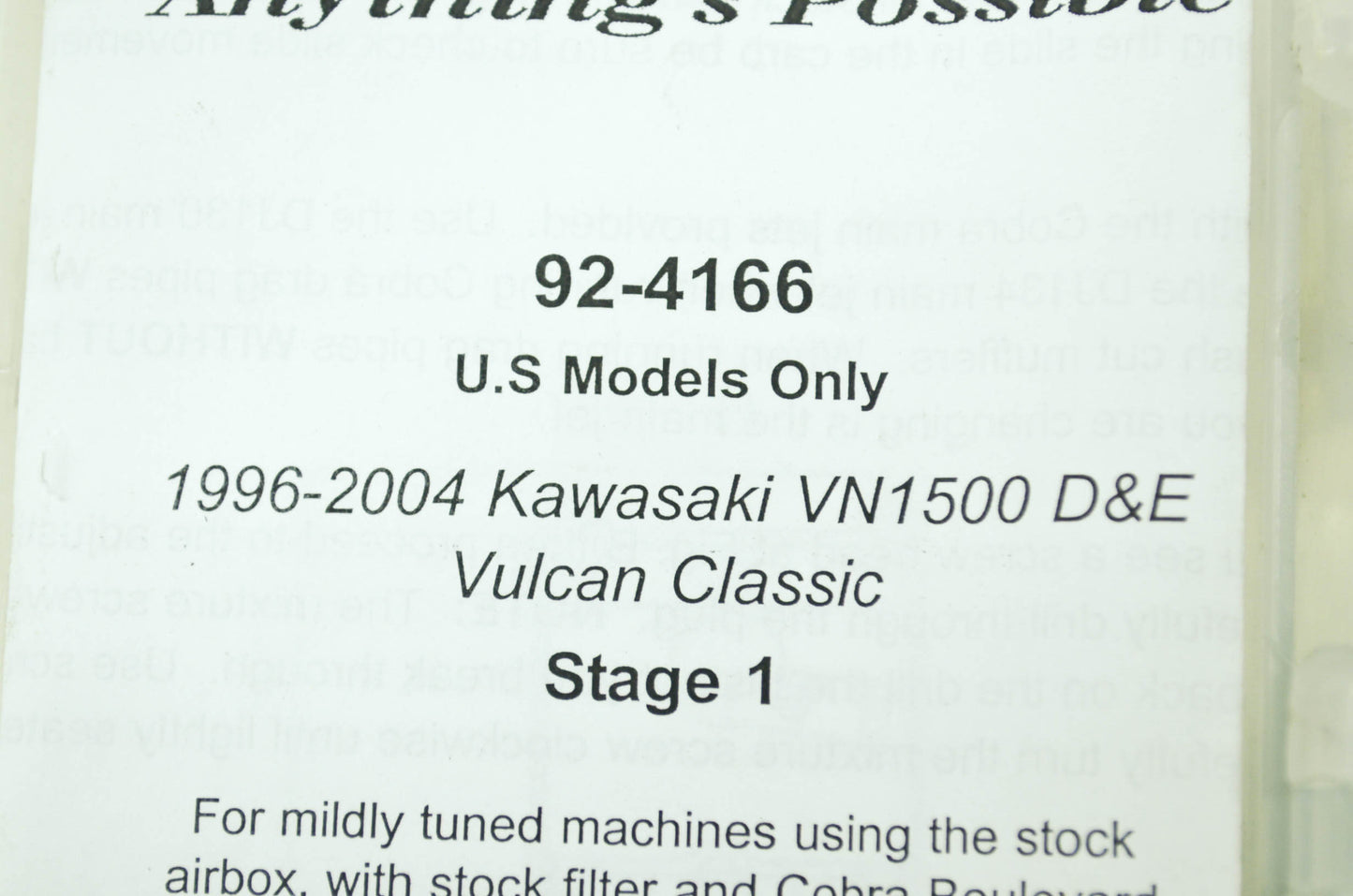 Kit Cobra Stage 1 96-05 Kawasaki Vulcan VN1500 NOS